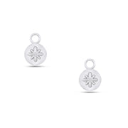 Fleur de Luce Large Button Earring Drops in 18k White Gold