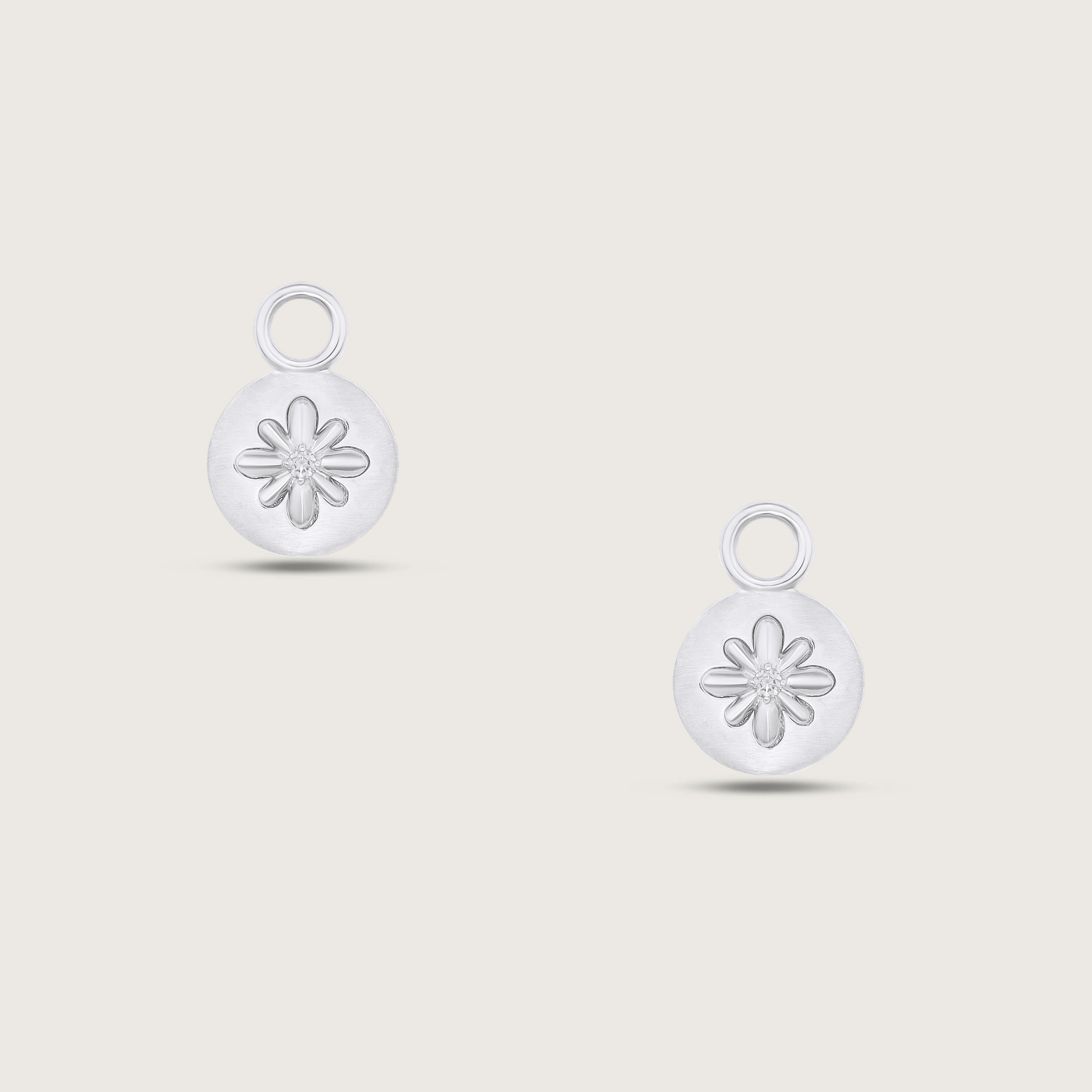Fleur de Luce Large White Gold Button Earring Drops
