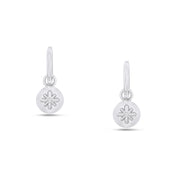 Fleur de Luce Large Button Drop Earrings in 18k White Gold