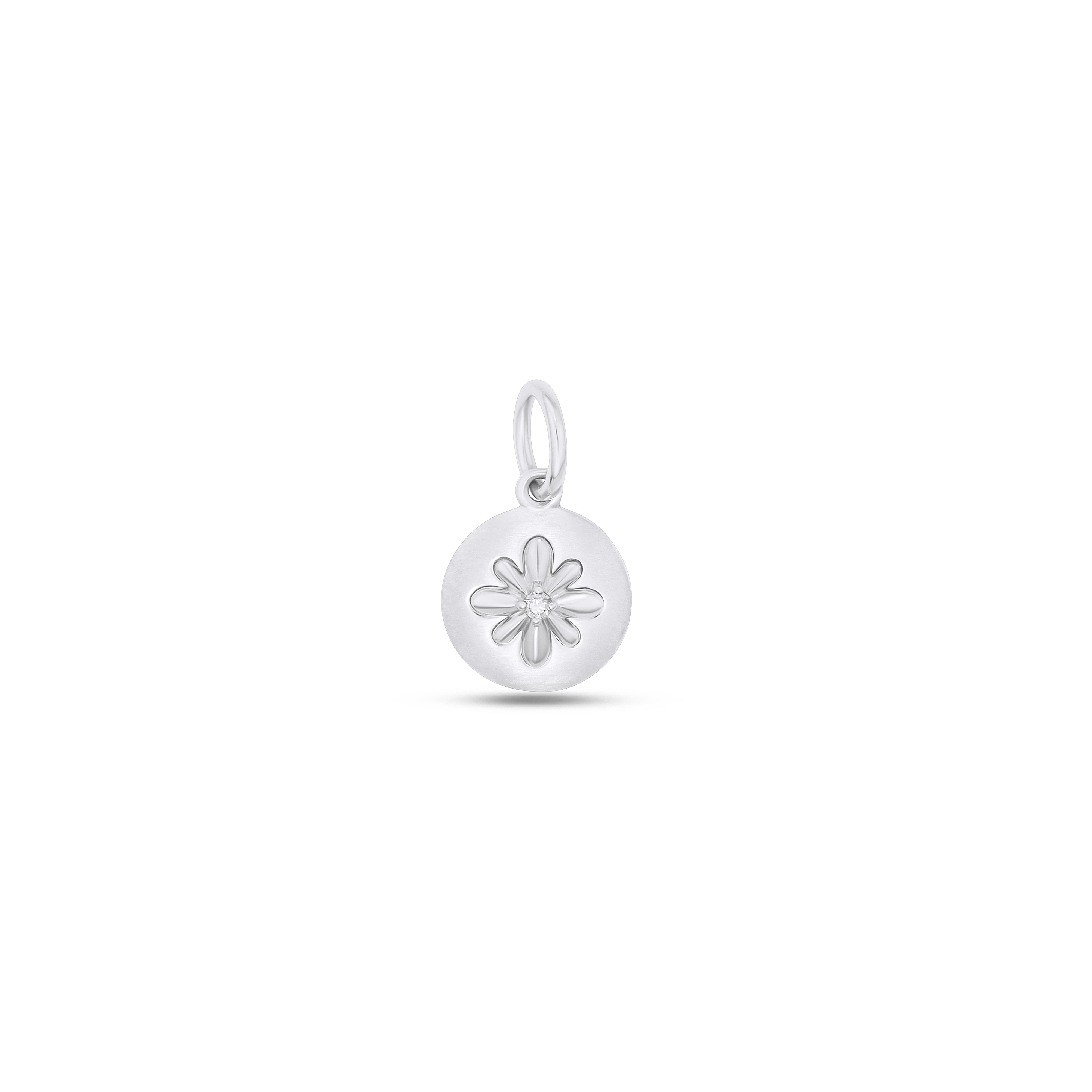 Fleur de Luce Button Pendant in 18k White Gold