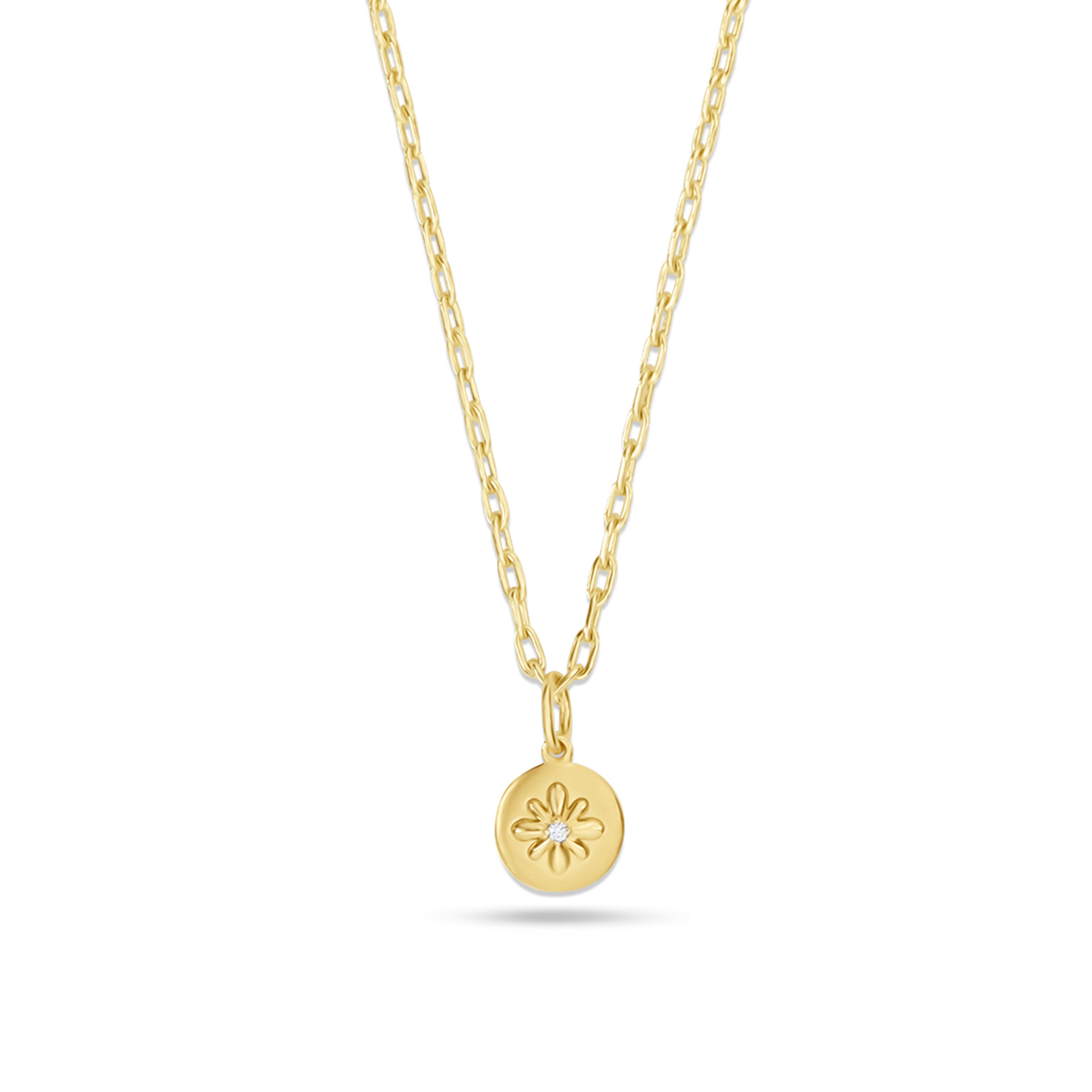Fleur de Luce Button Pendant Necklace in 18k Yellow Gold