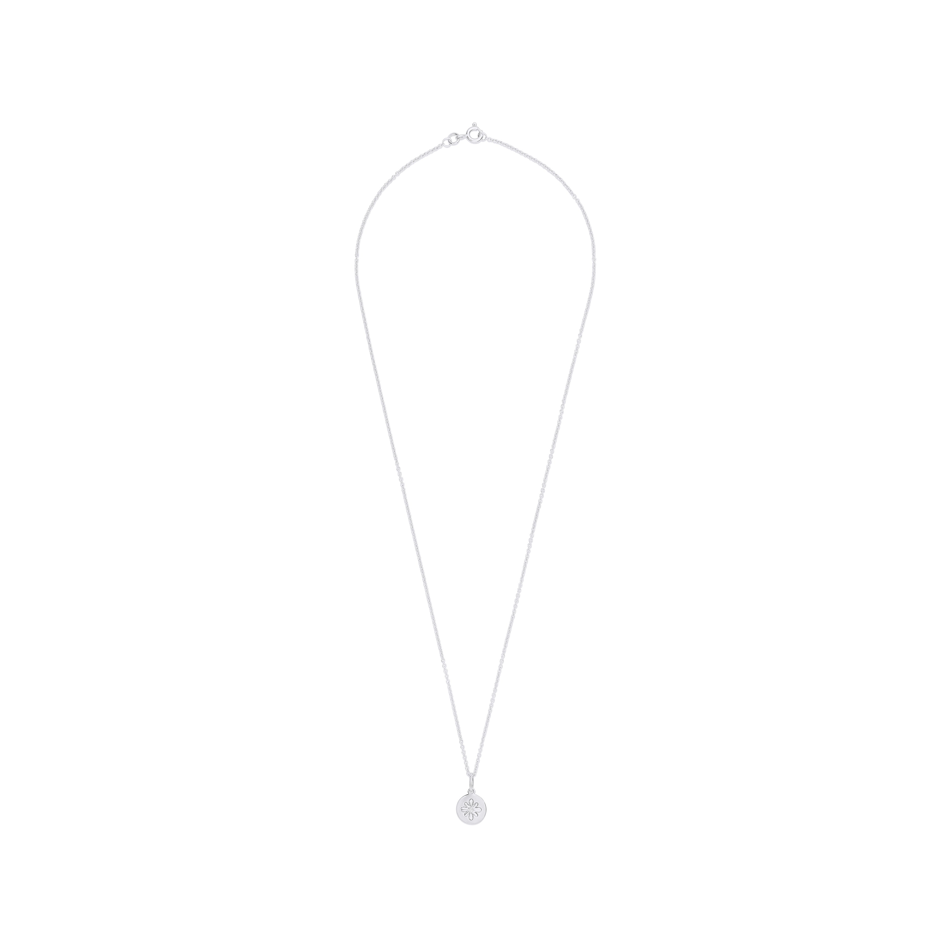 Fleur de Luce Button Pendant Necklace in 18k White Gold