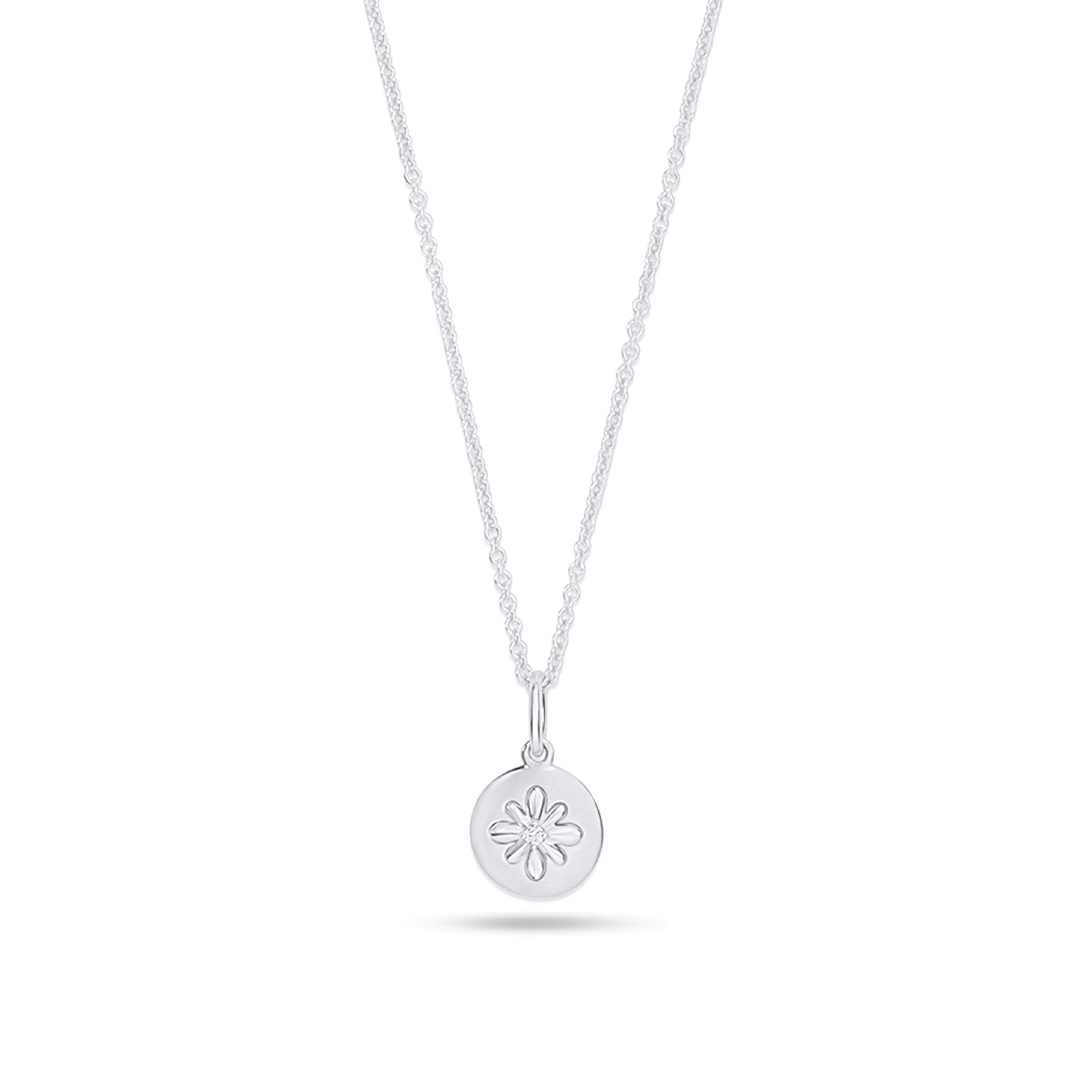 Fleur de Luce Button Pendant Necklace in 18k White Gold
