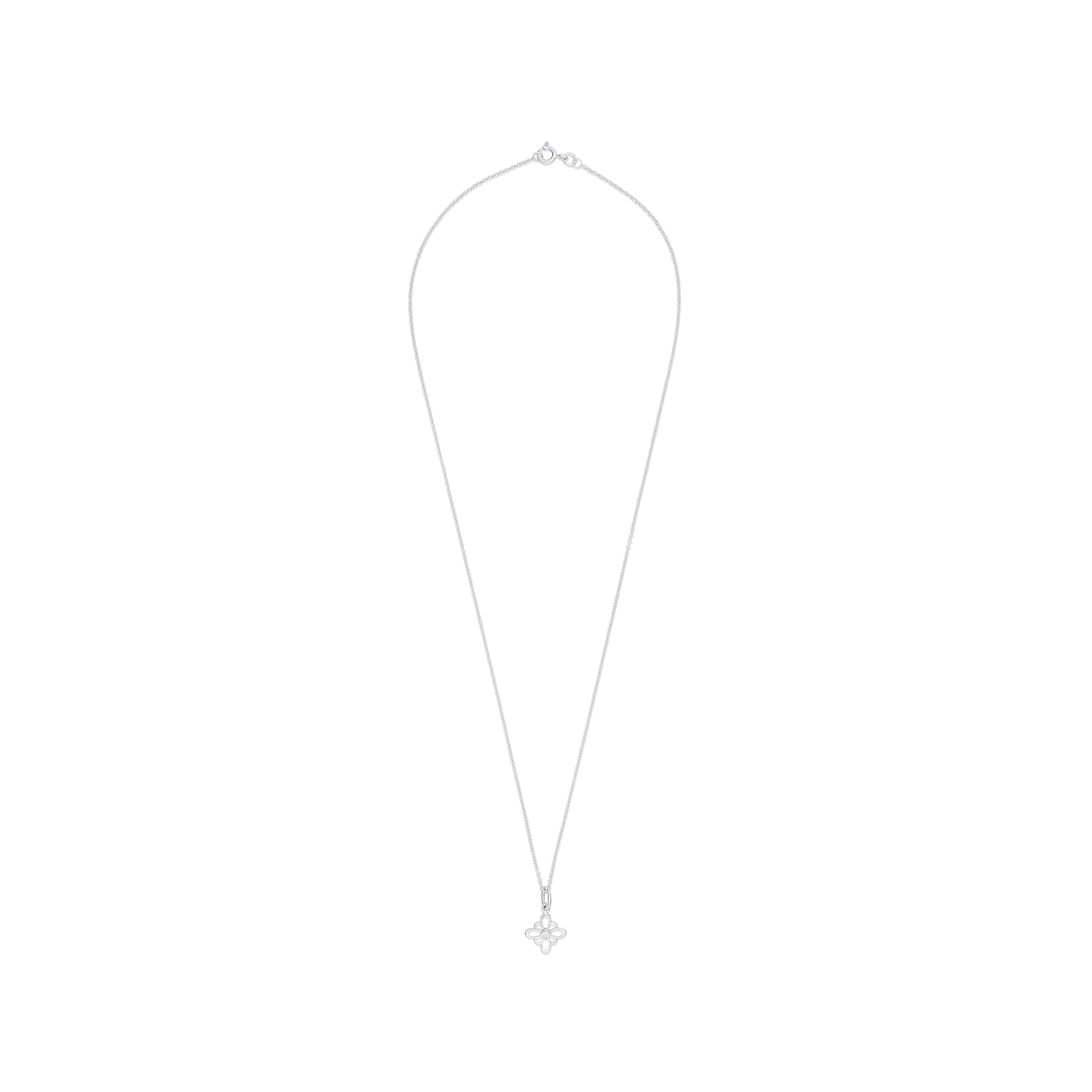 Fleur de Luce Silhouette Pendant Necklace in 18k White Gold