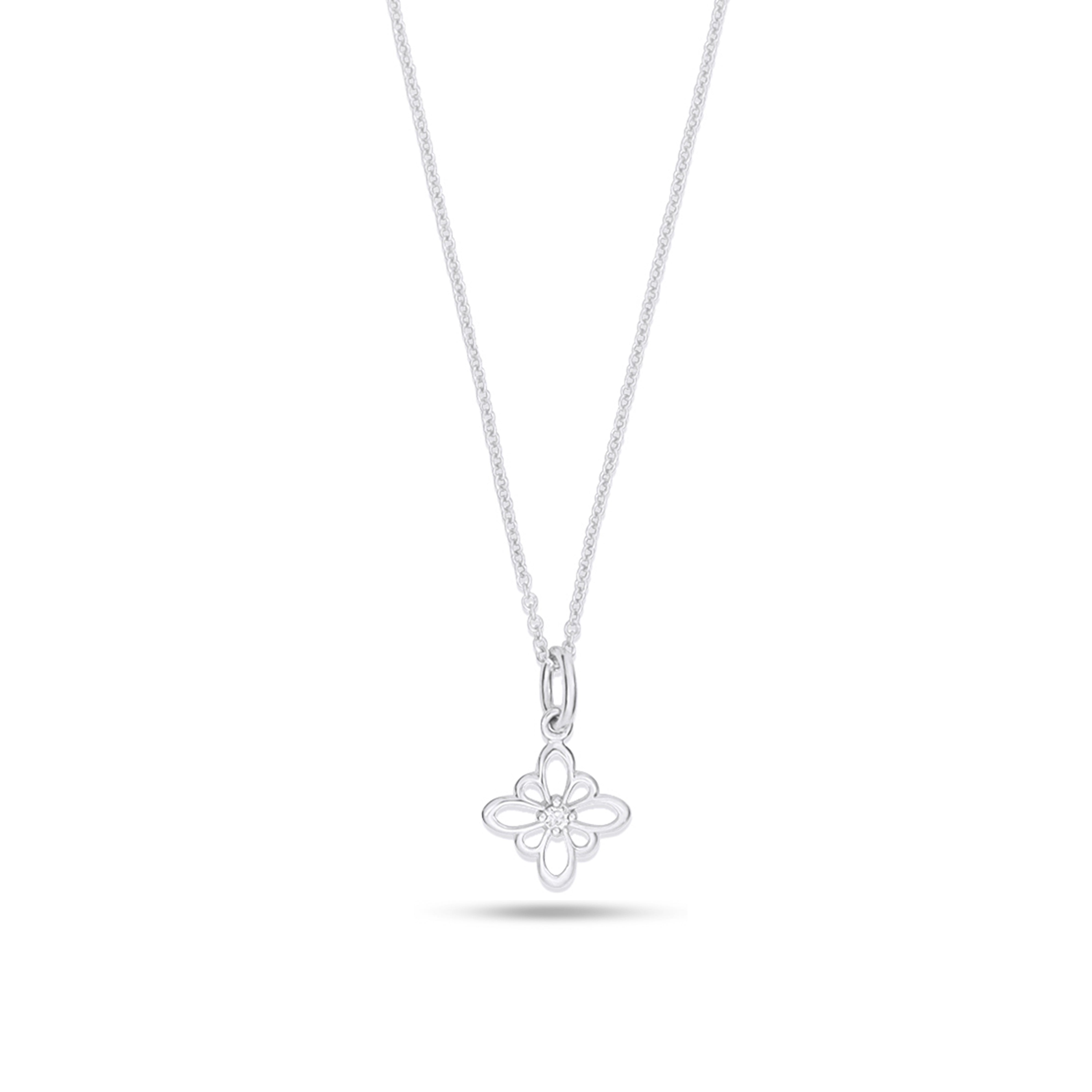 Fleur de Luce Silhouette Pendant Necklace in 18k White Gold