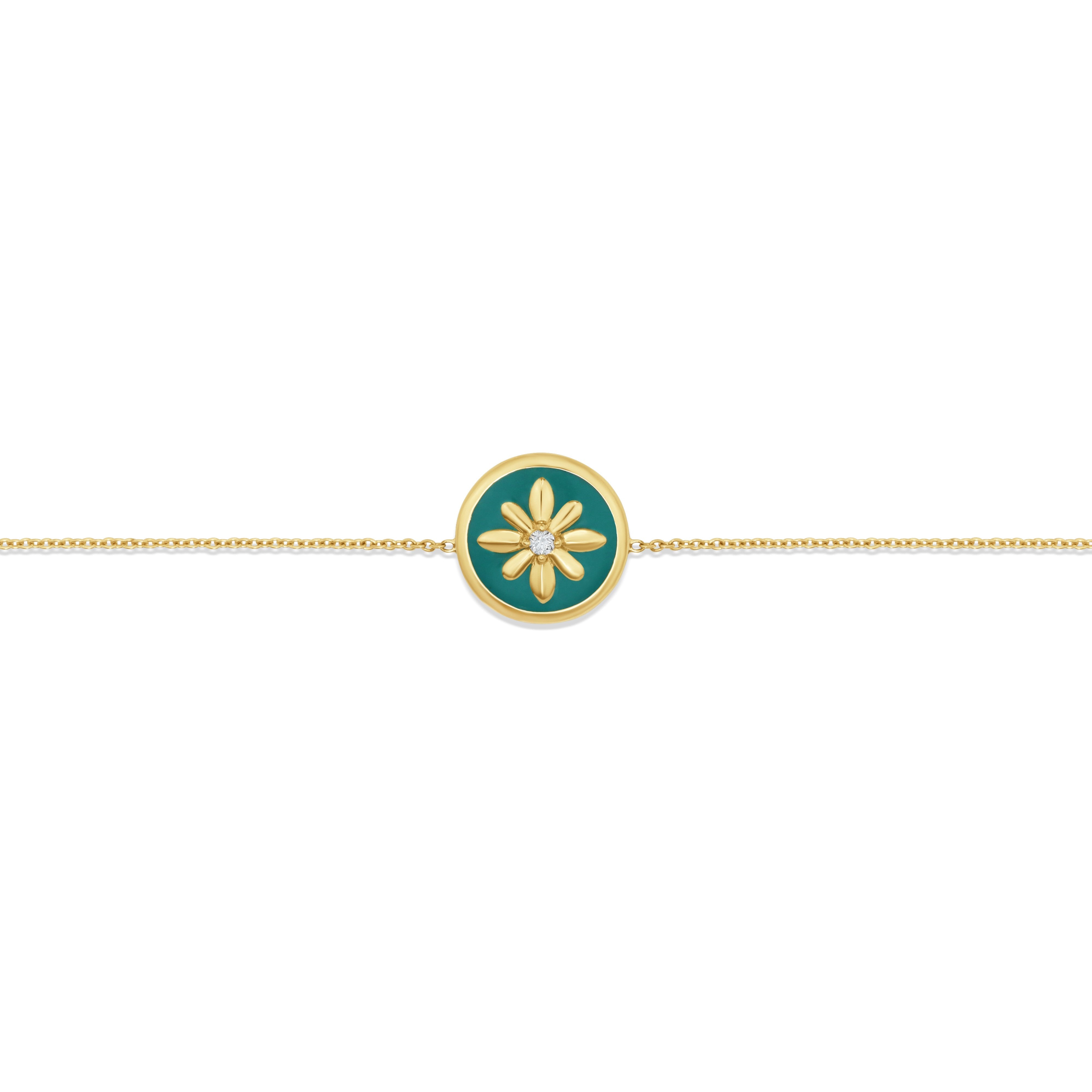 Fleur de Luce Turquoise Enamel Bracelet in 18k Yellow Gold