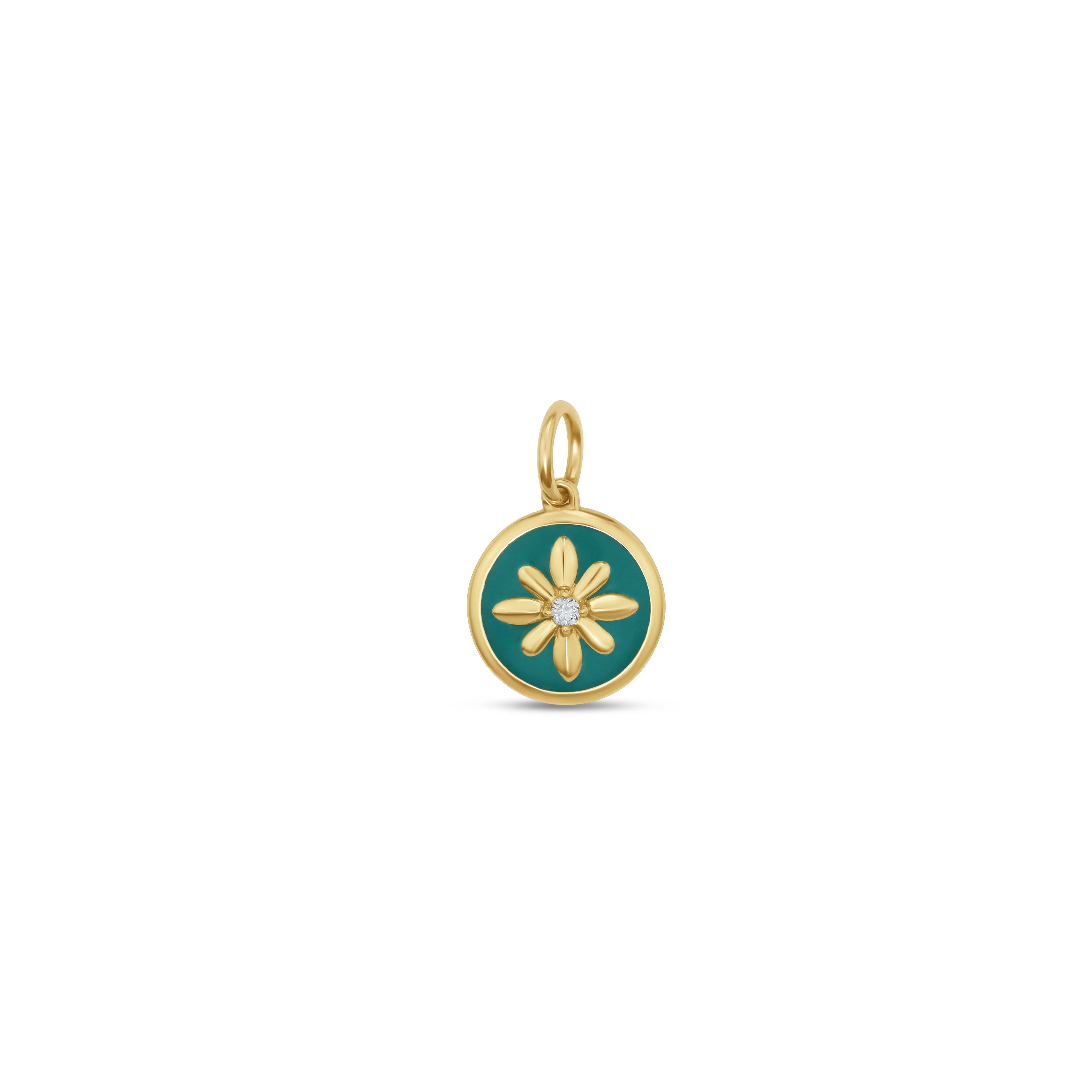 Fleur de Luce Turquoise Enamel Pendant in 18k Yellow Gold