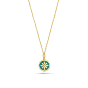 Fleur de Luce Turquoise Enamel Pendant Necklace in 18k Yellow Gold