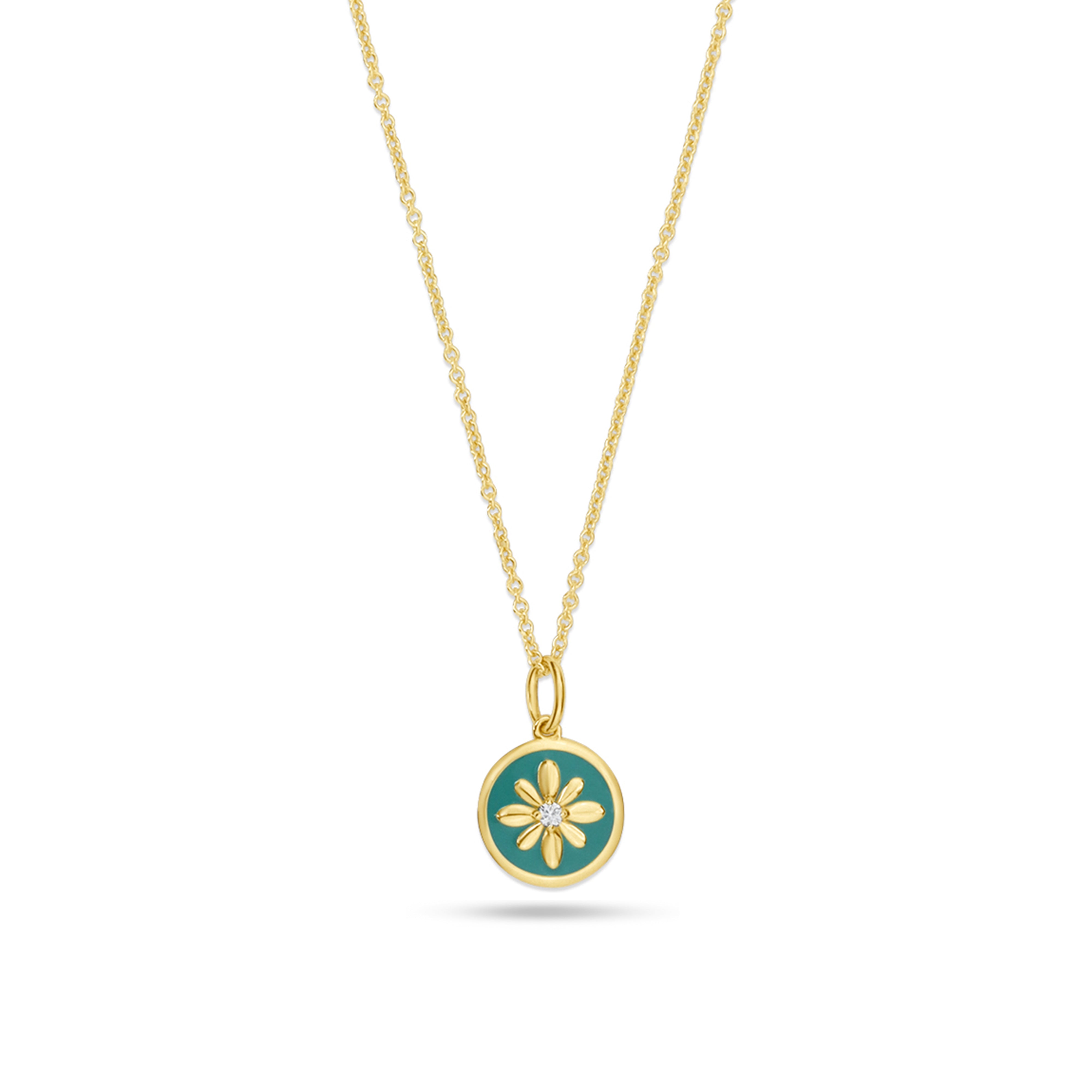 Fleur de Luce Turquoise Enamel Pendant Necklace in 18k Yellow Gold
