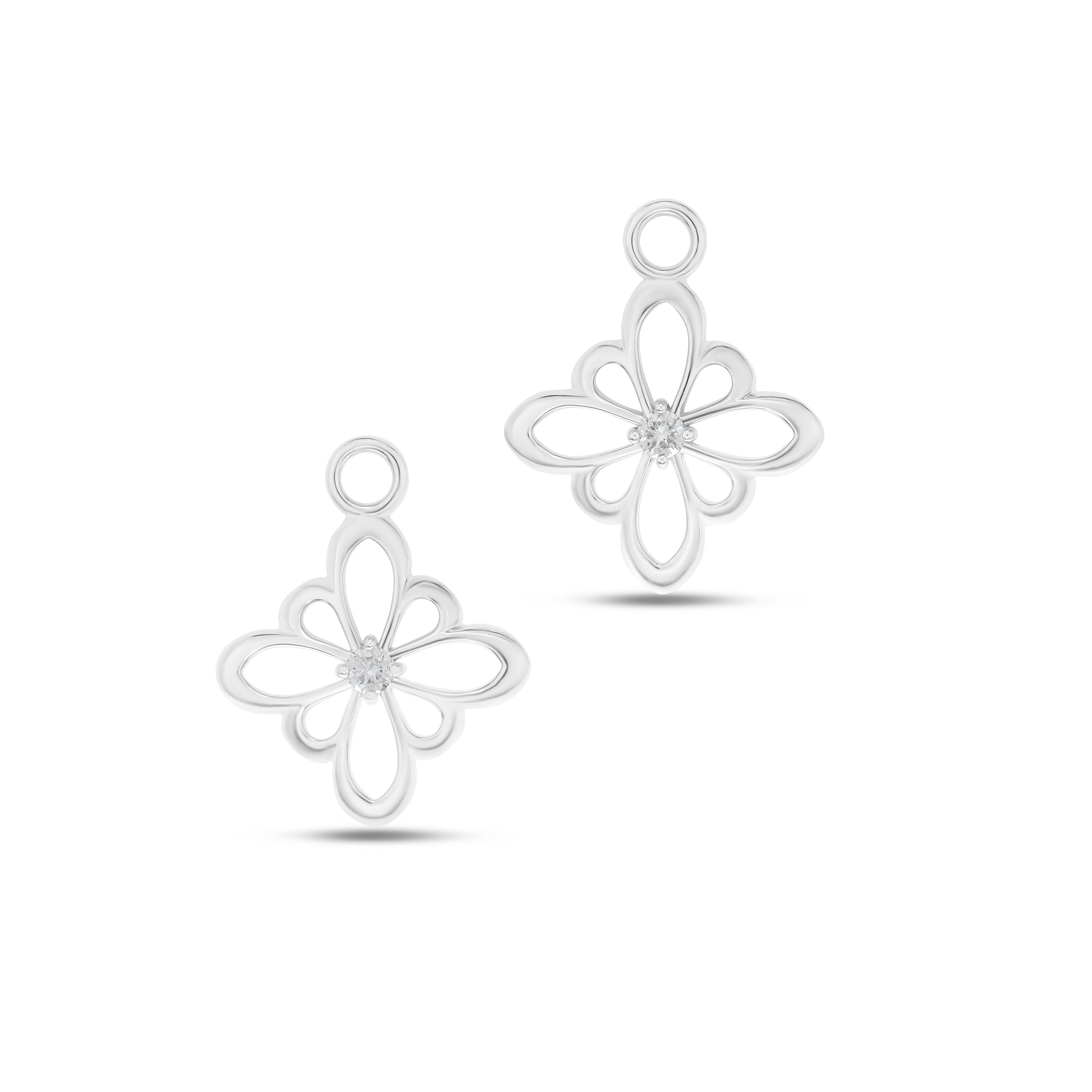 Fleur de Luce Large Silhouette Earring Drops in 18k White Gold