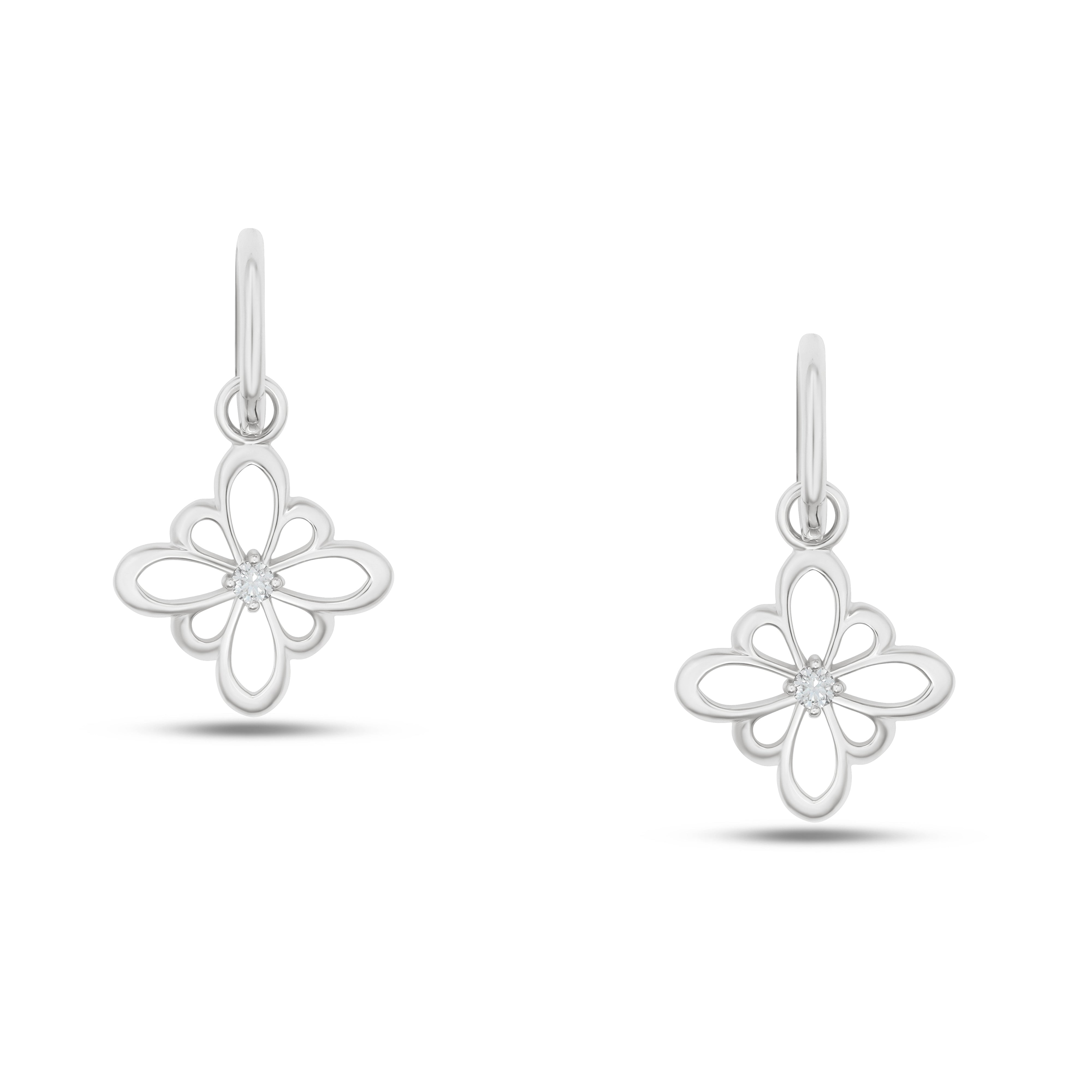 Fleur de Luce Large Silhouette Drop Earrings in 18k White Gold