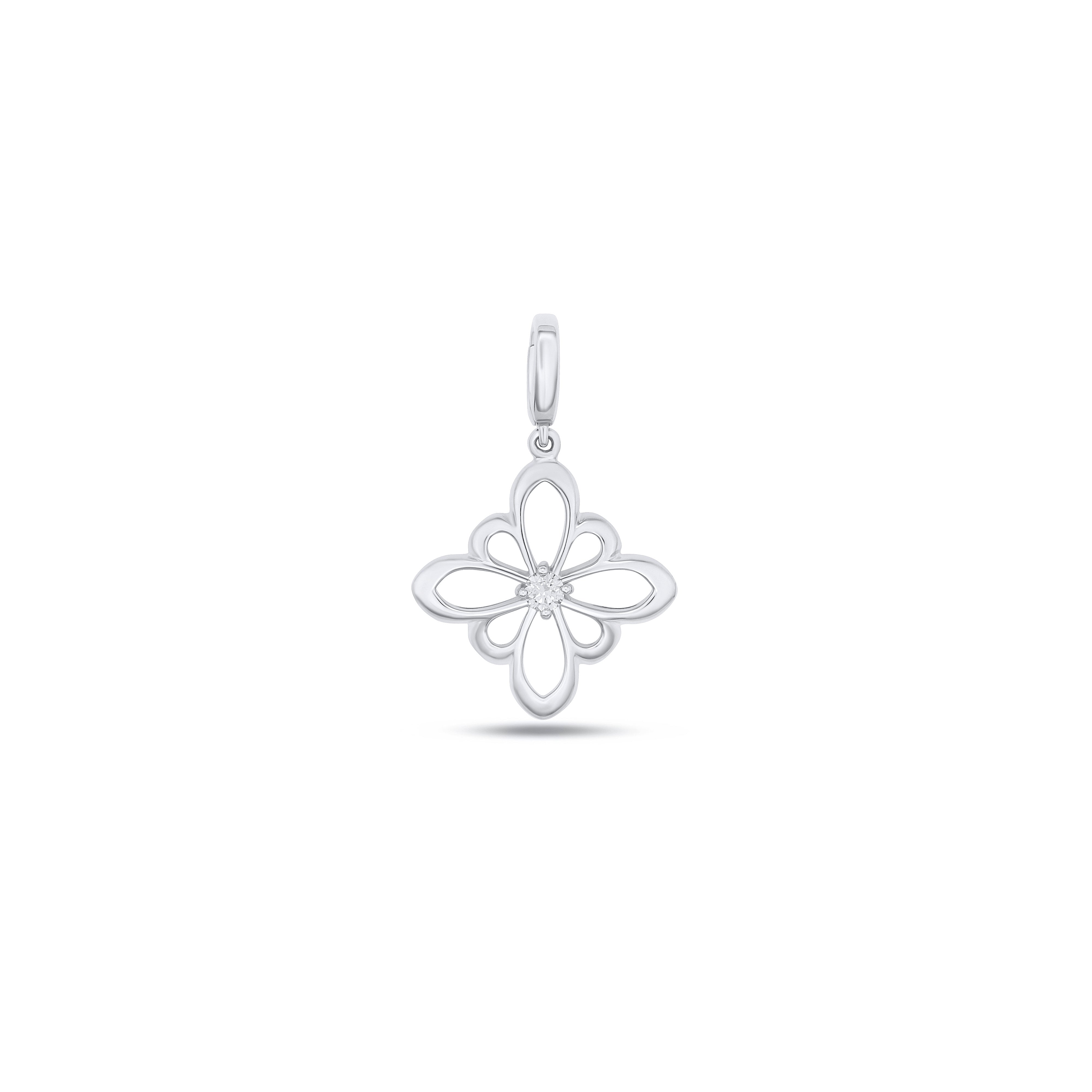 Fleur de Luce Large Silhouette Pendant Necklace in 18k White Gold