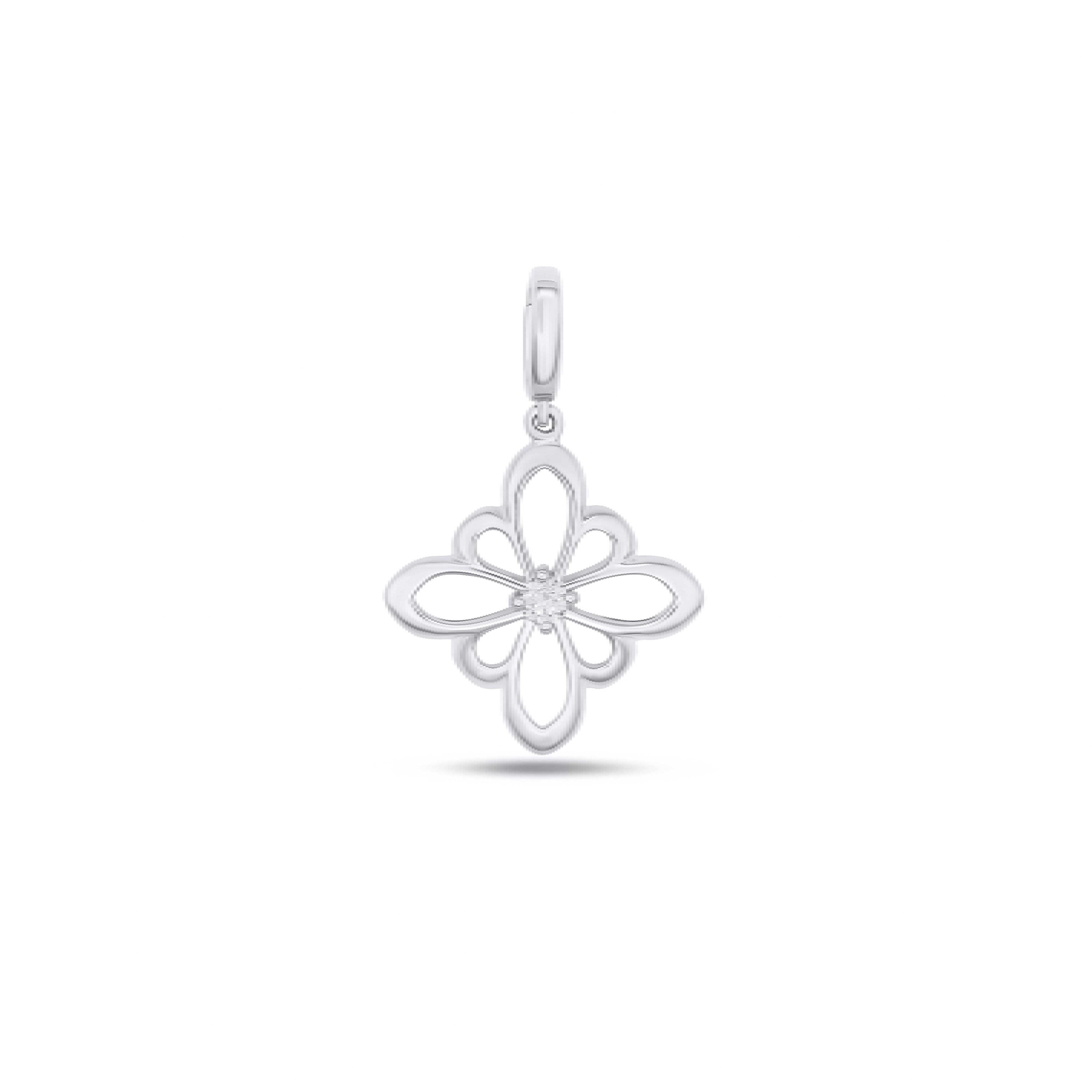 Fleur de Luce Large Silhouette Pendant in 18k White Gold