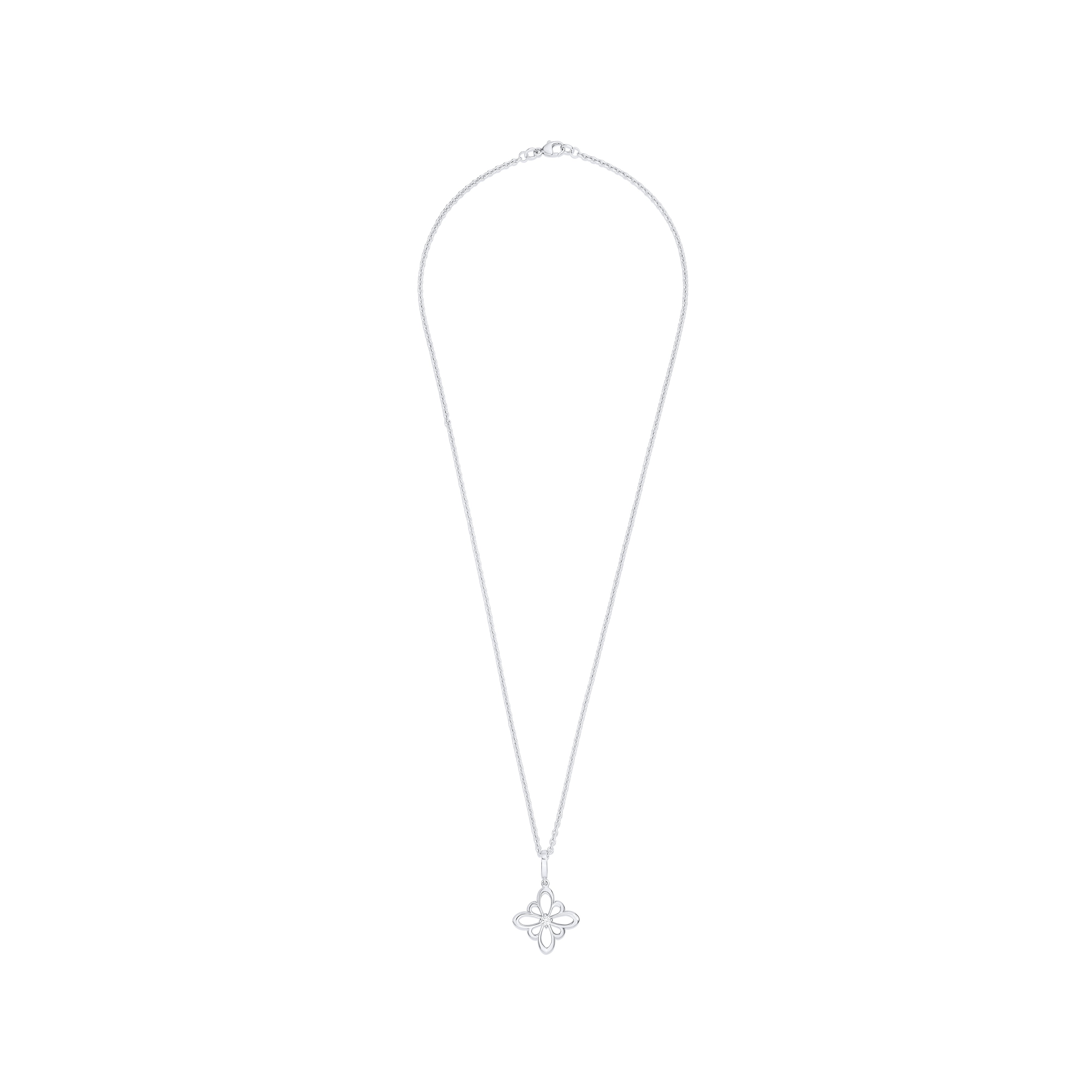 Fleur de Luce Large Silhouette Pendant Necklace in 18k White Gold