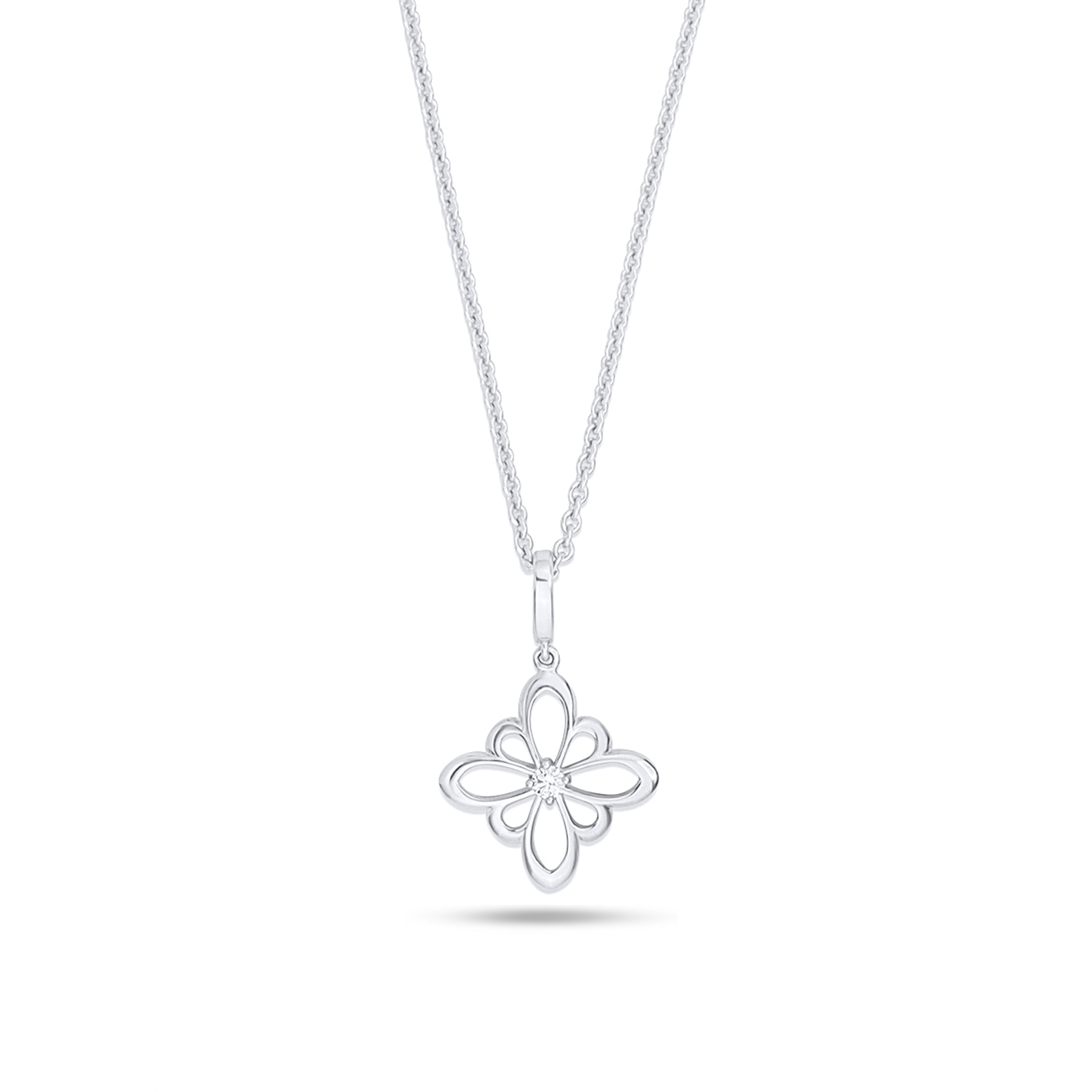 Fleur de Luce Large Silhouette Pendant Necklace in 18k White Gold