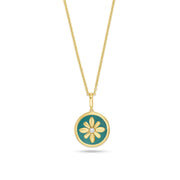 Fleur de Luce Large Turquoise Enamel Pendant Necklace in 18k Yellow Gold