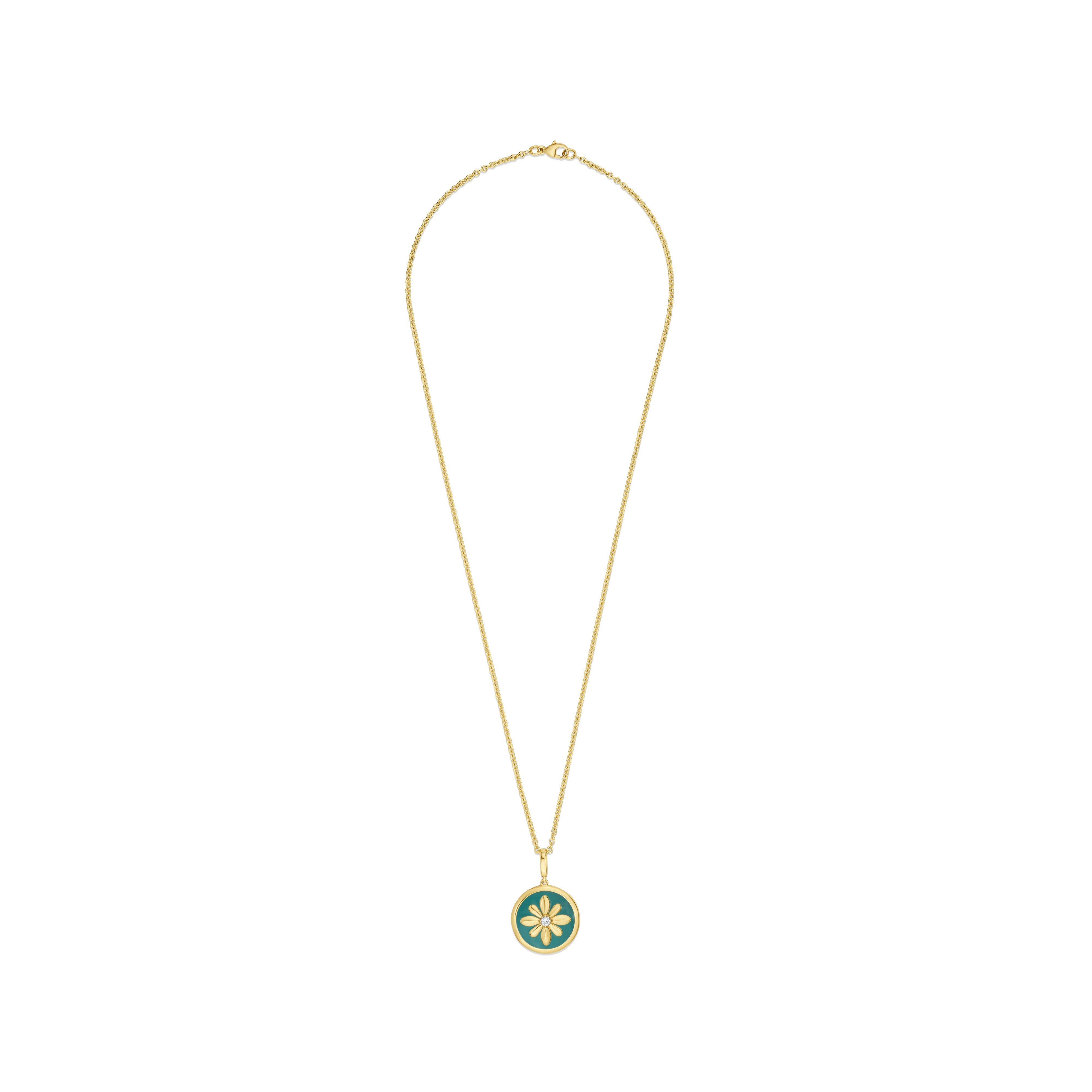 Fleur de Luce Large Turquoise Enamel Pendant Necklace in 18k Yellow Gold