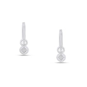 Fleur de Luce Button Drop Earrings in 18k White Gold
