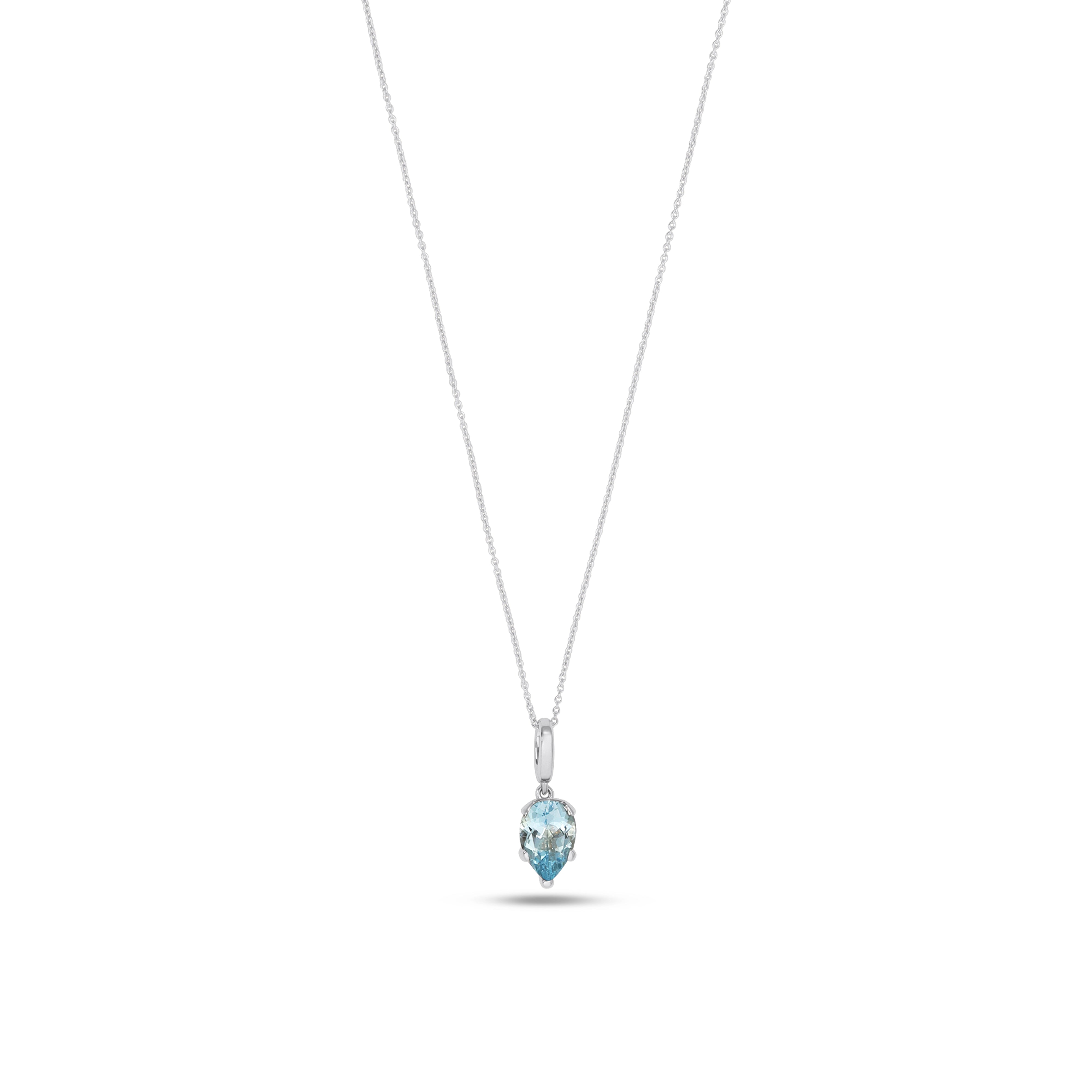 Fleur de Luce Aquamarine Pendant Necklace in 18k White Gold