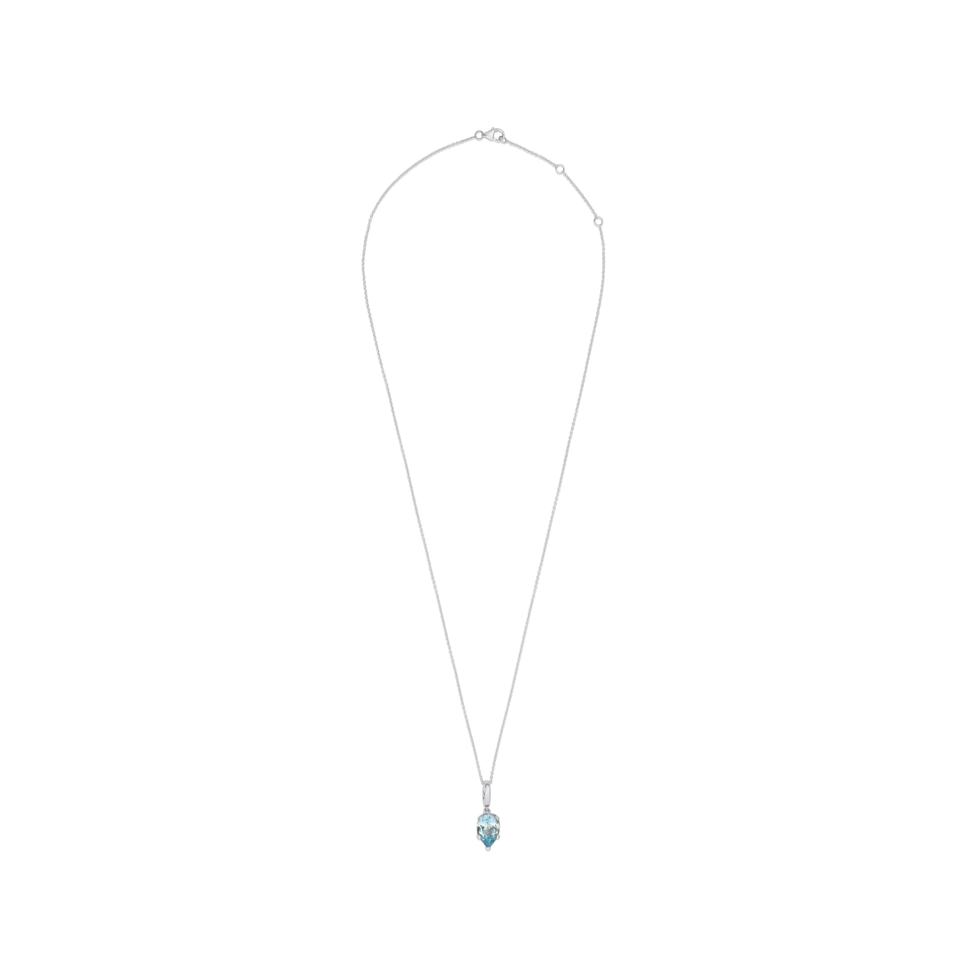 Fleur de Luce Aquamarine Pendant Necklace in 18k White Gold
