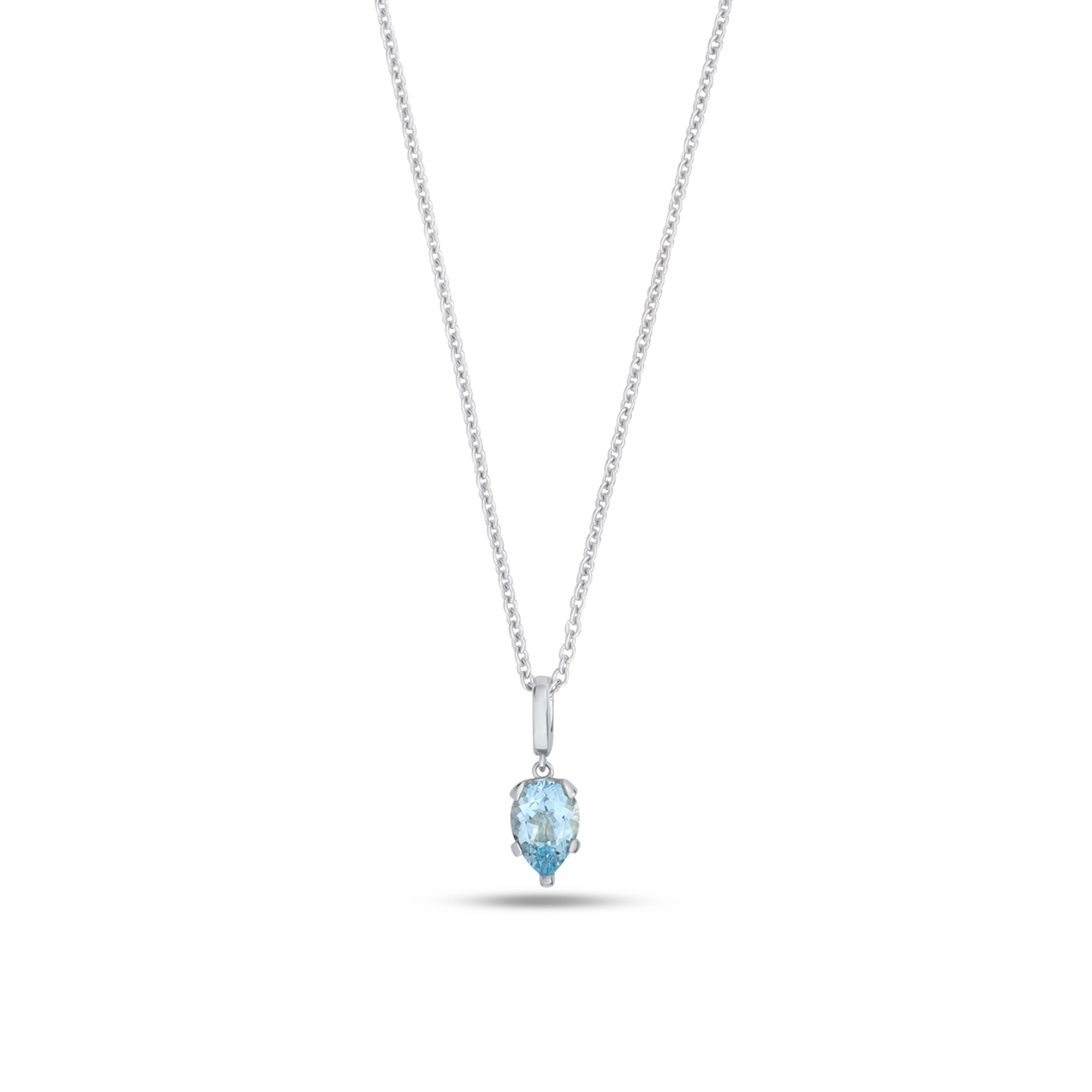 Fleur de Luce Aquamarine Pendant Necklace in 18k White Gold