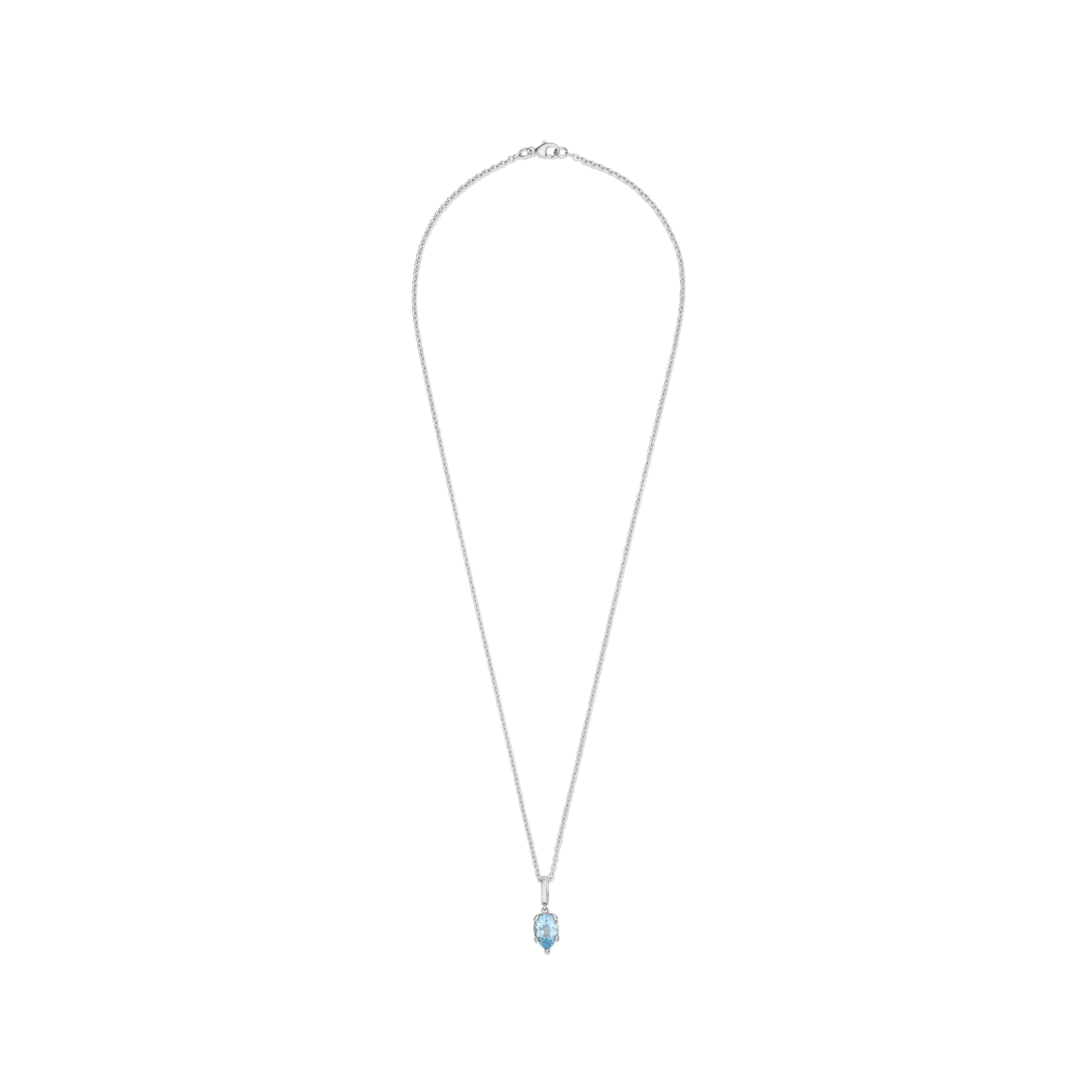 Fleur de Luce Aquamarine Pendant Necklace in 18k White Gold