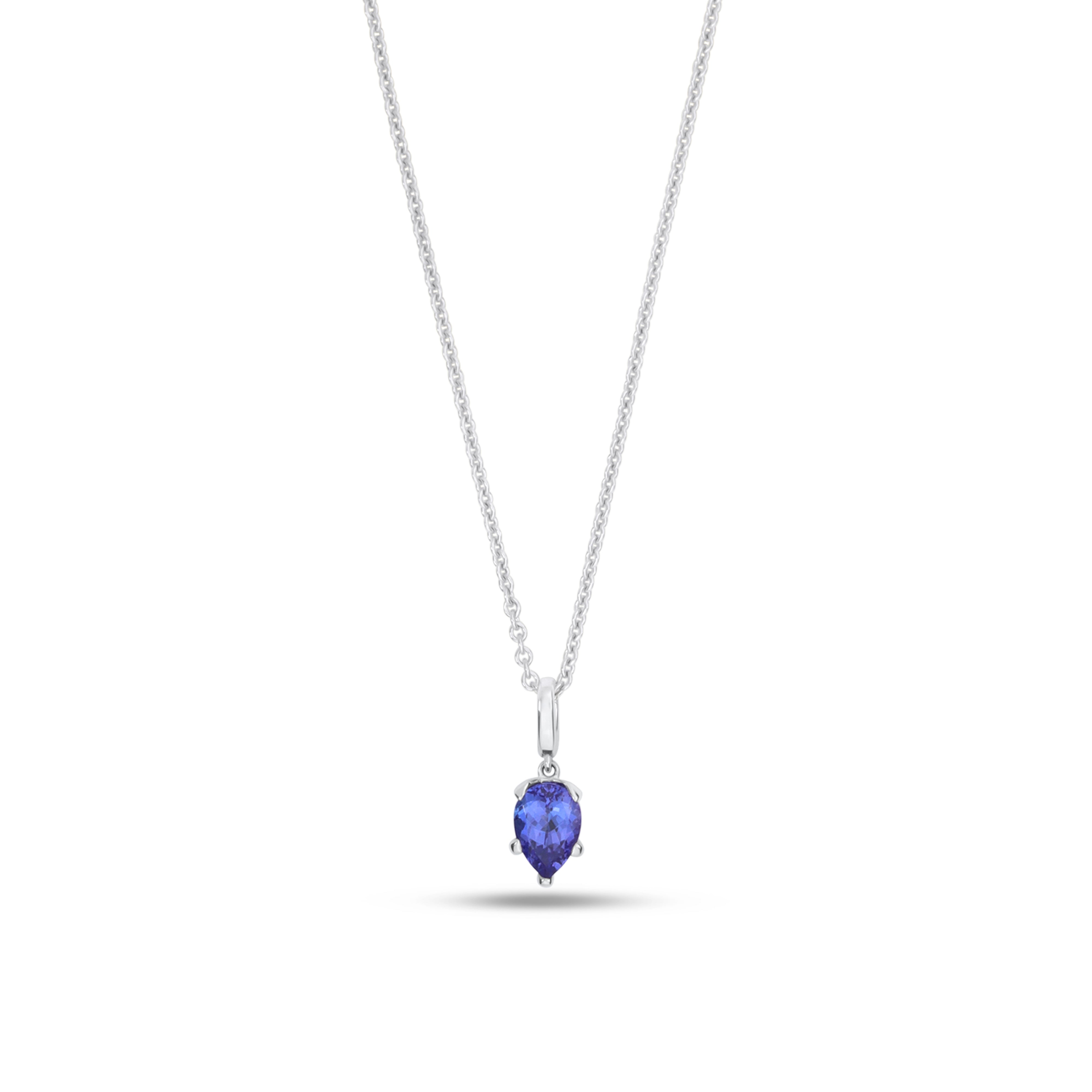 Fleur de Luce Tanzanite Pendant Necklace in 18k White Gold