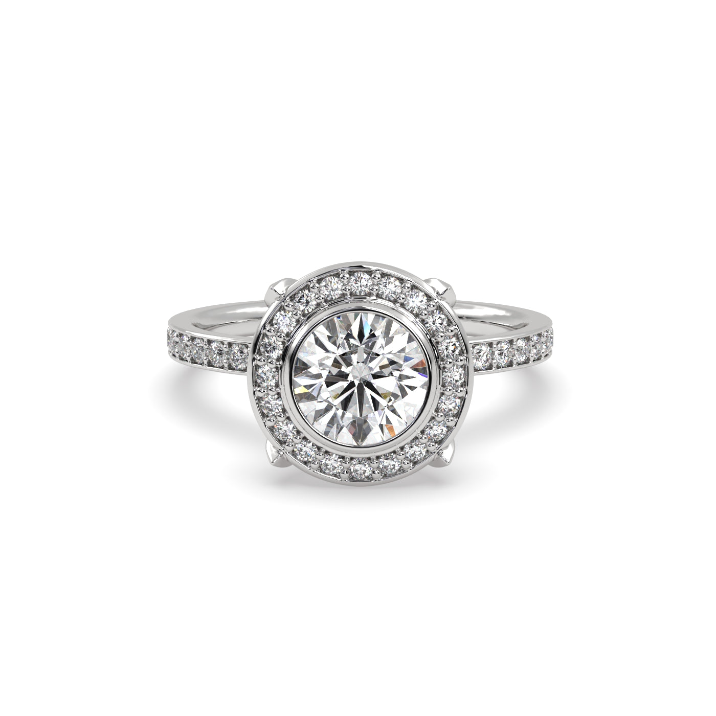 Round Halo Engagement Ring in Platinum