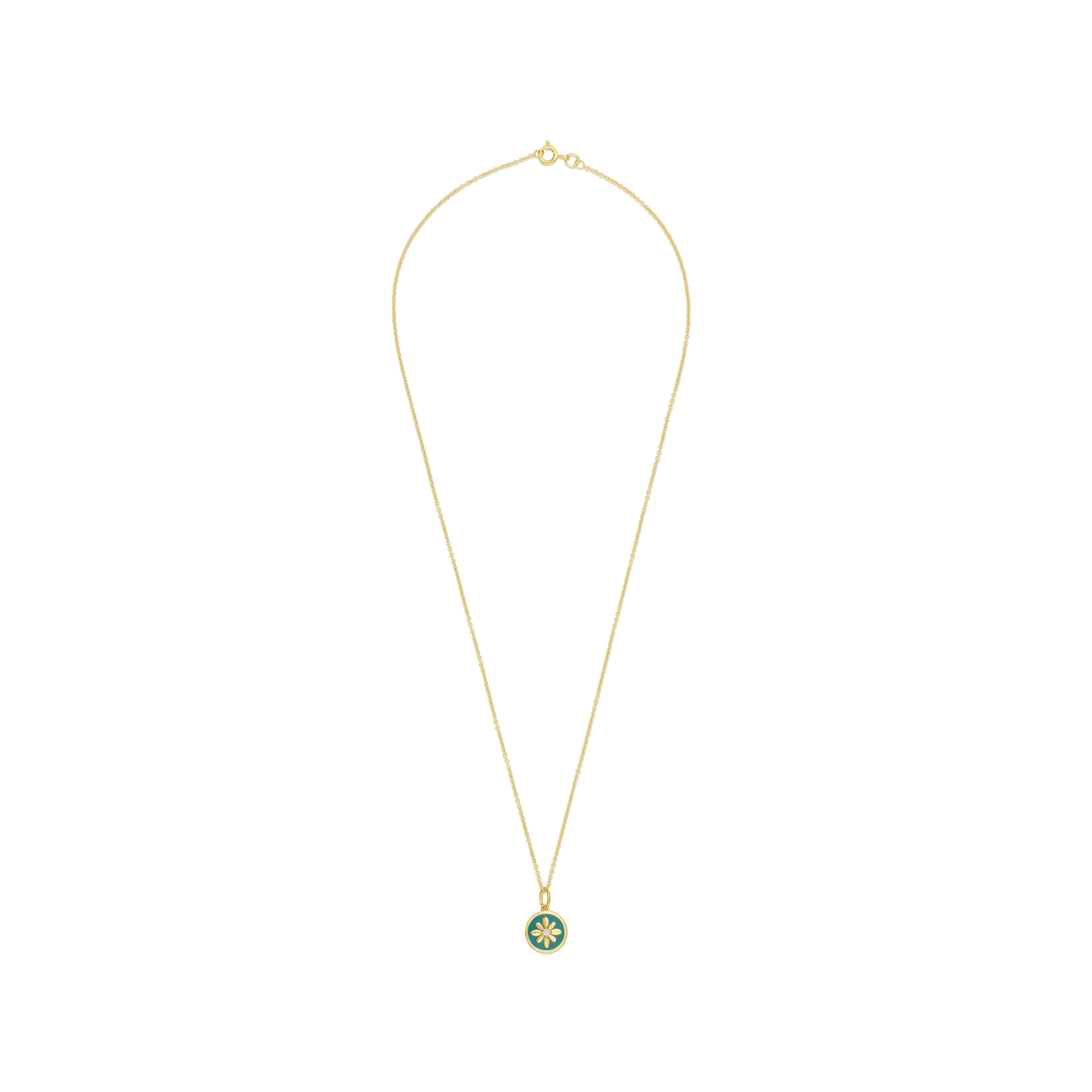 Fleur de Luce Turquoise Enamel Pendant Necklace in 18k Yellow Gold