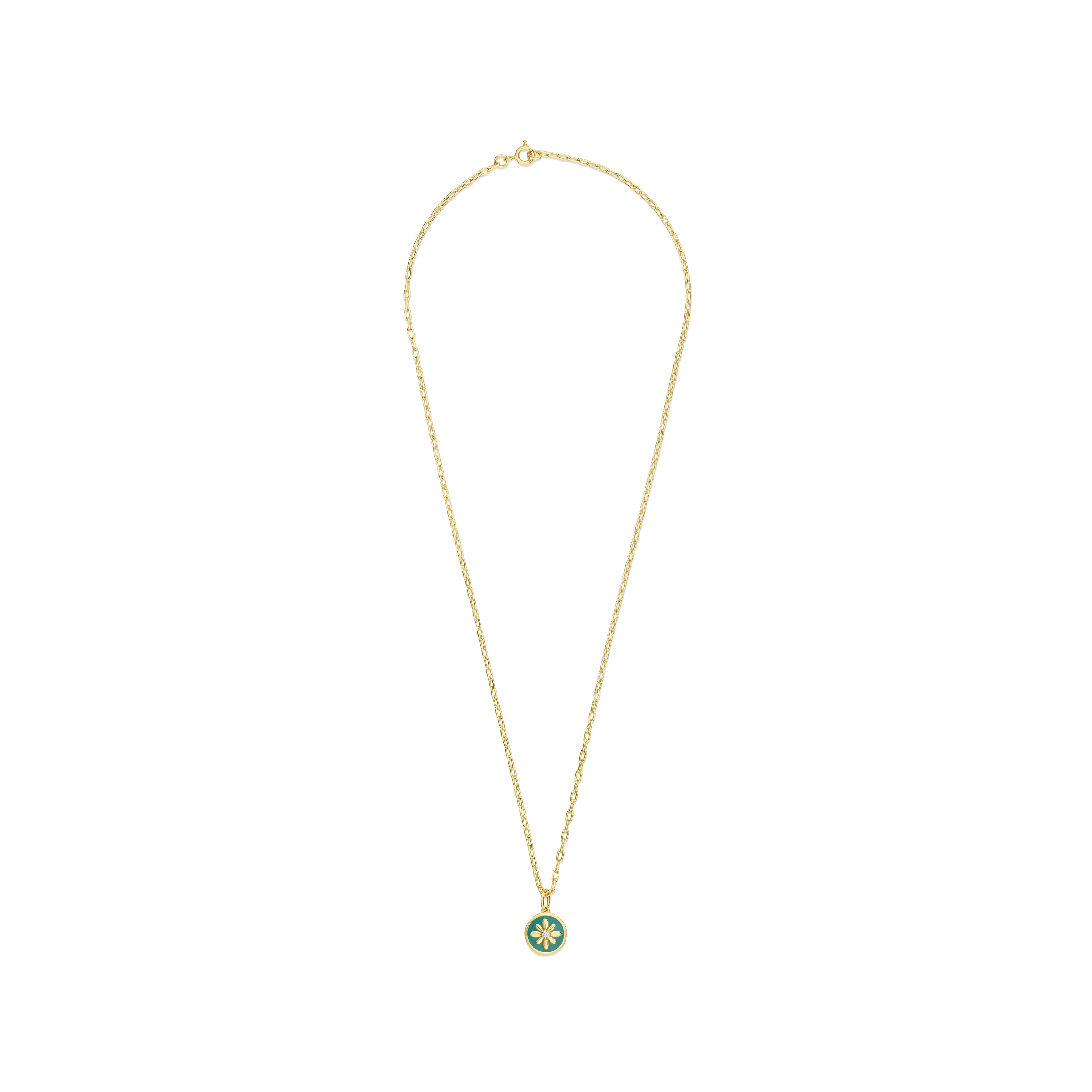 Fleur de Luce Turquoise Enamel Pendant Necklace in 18k Yellow Gold