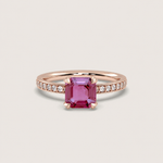 Purple Sapphire Fleur de Luce Solitaire Engagement Ring in 18k Rose Gold