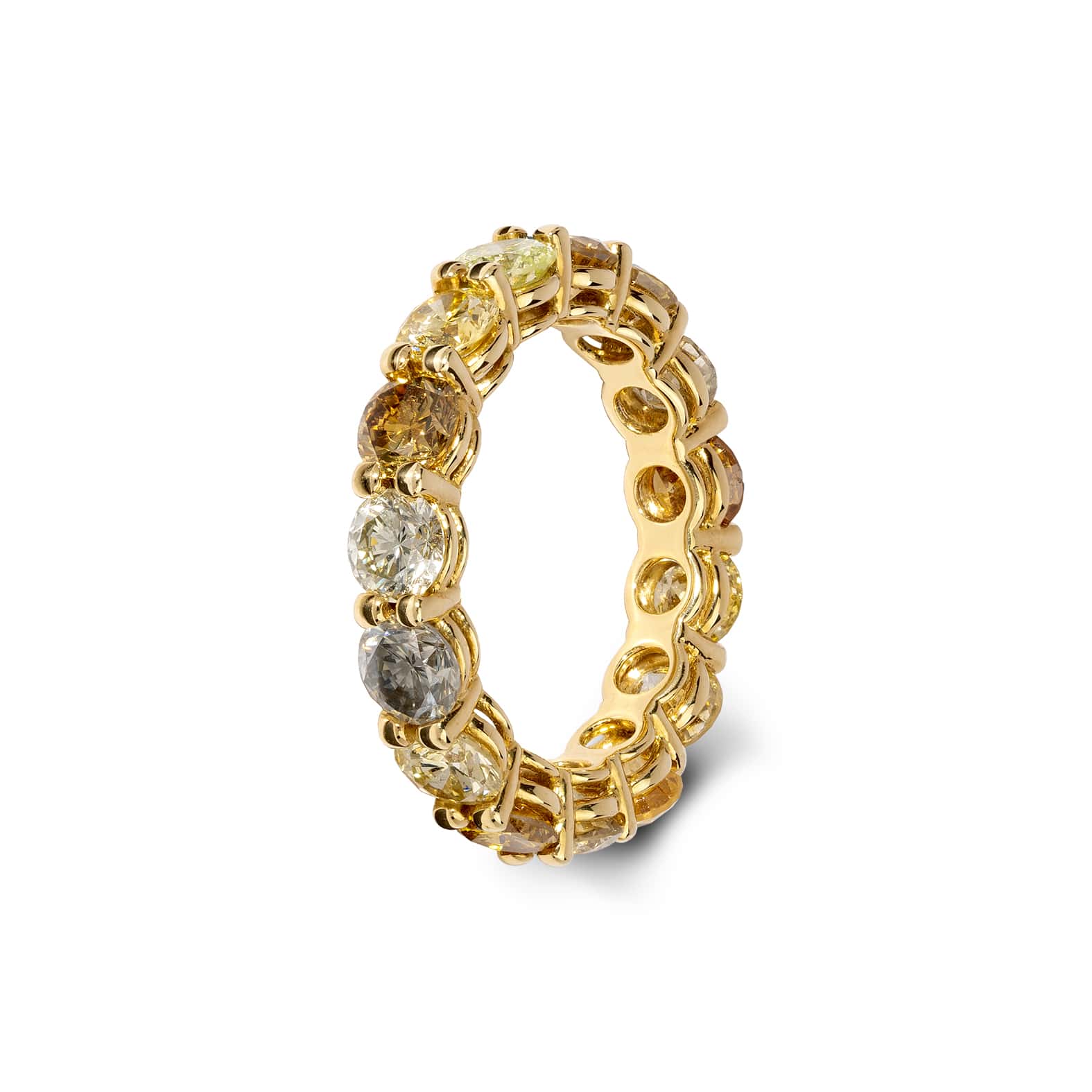 Eternity Ring: Striking Multicolour Diamond Band in 18k Yellow Gold