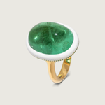 The Quiet Storm - Cabochon Emerald and Ceramic Ring