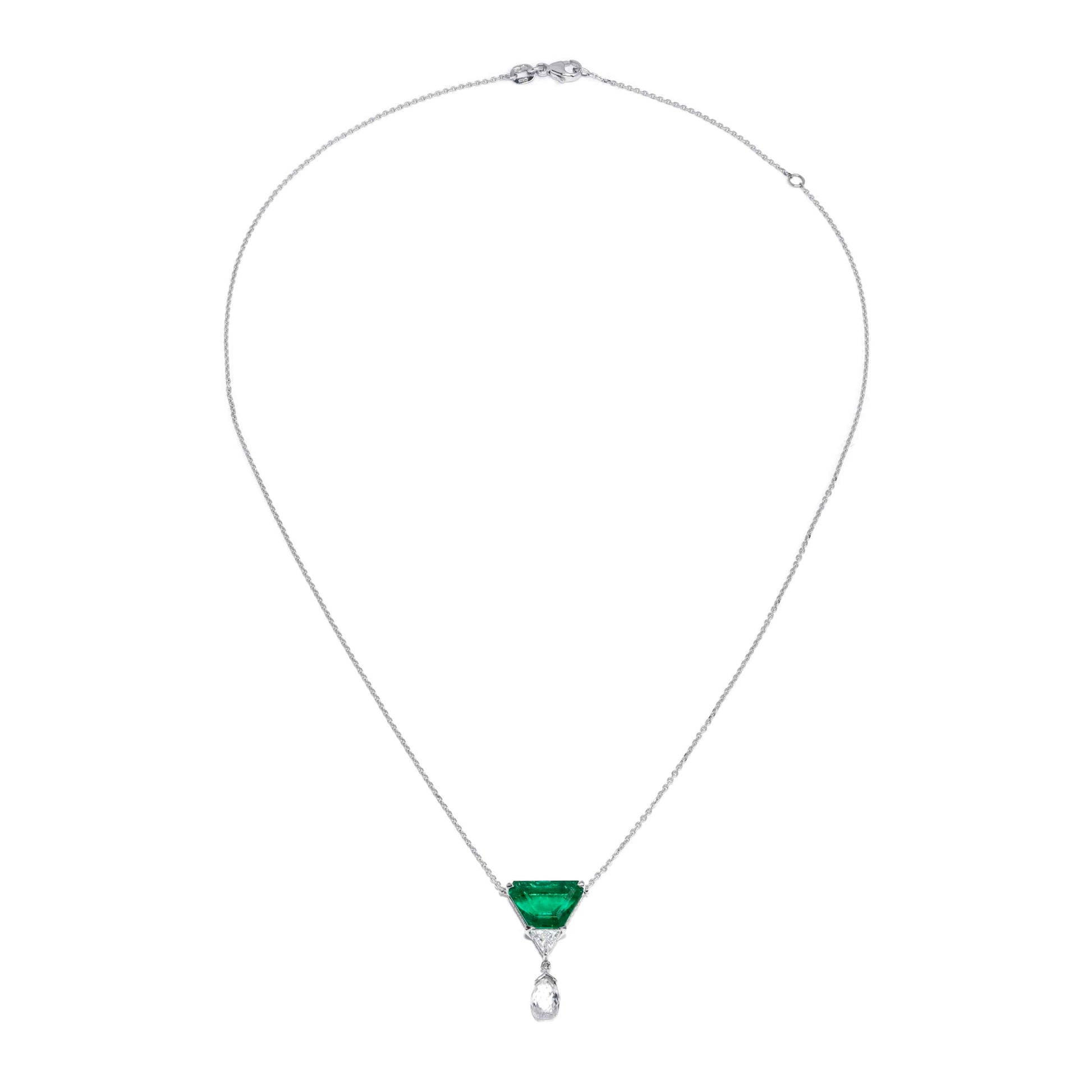 Emerald Necklace: 3 Carat Emerald and Diamond Necklace in Platinum