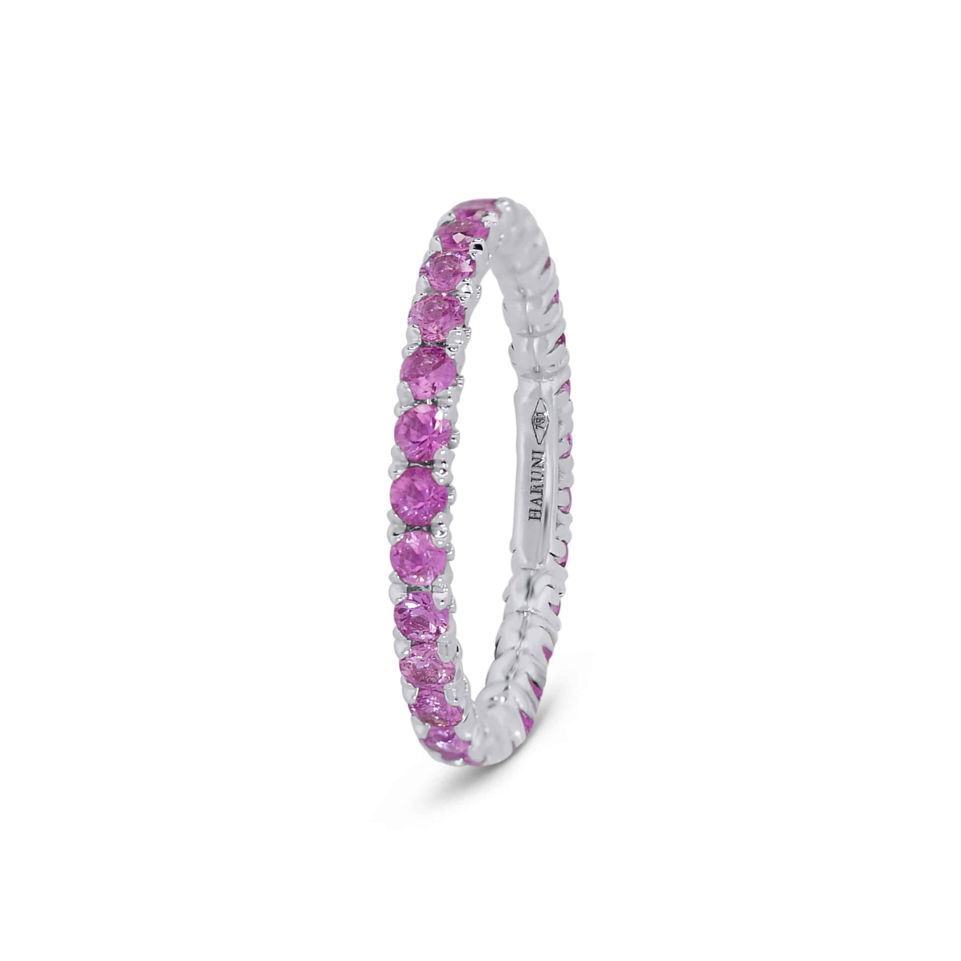 Eternity Ring: Pink Sapphire Eternity Band in 18k White Gold