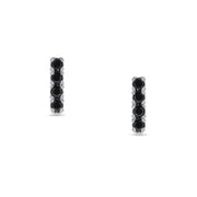Stud Earrings: Black Diamond Bar Studs in 18k White Gold