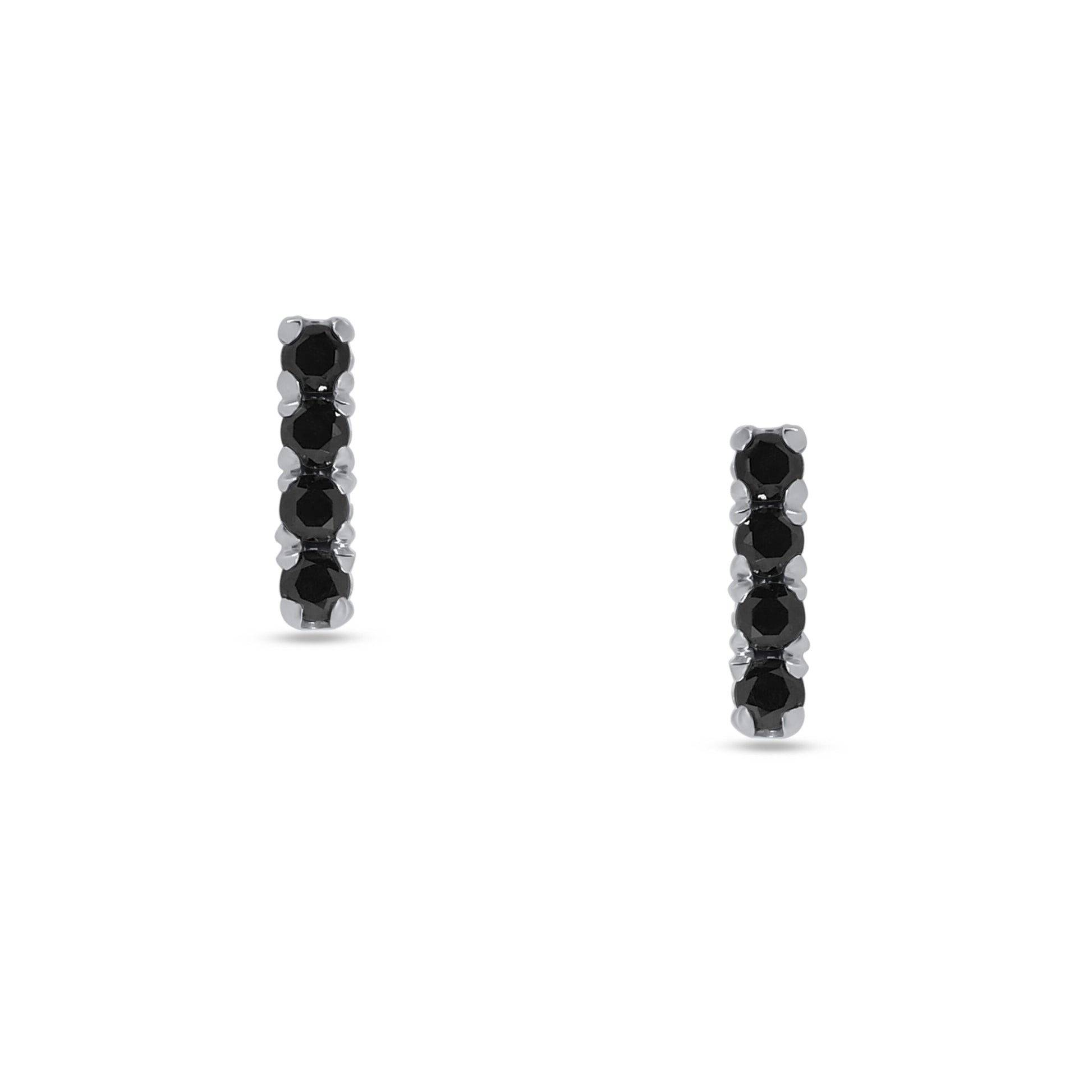 Stud Earrings: Black Diamond Bar Studs in 18k White Gold