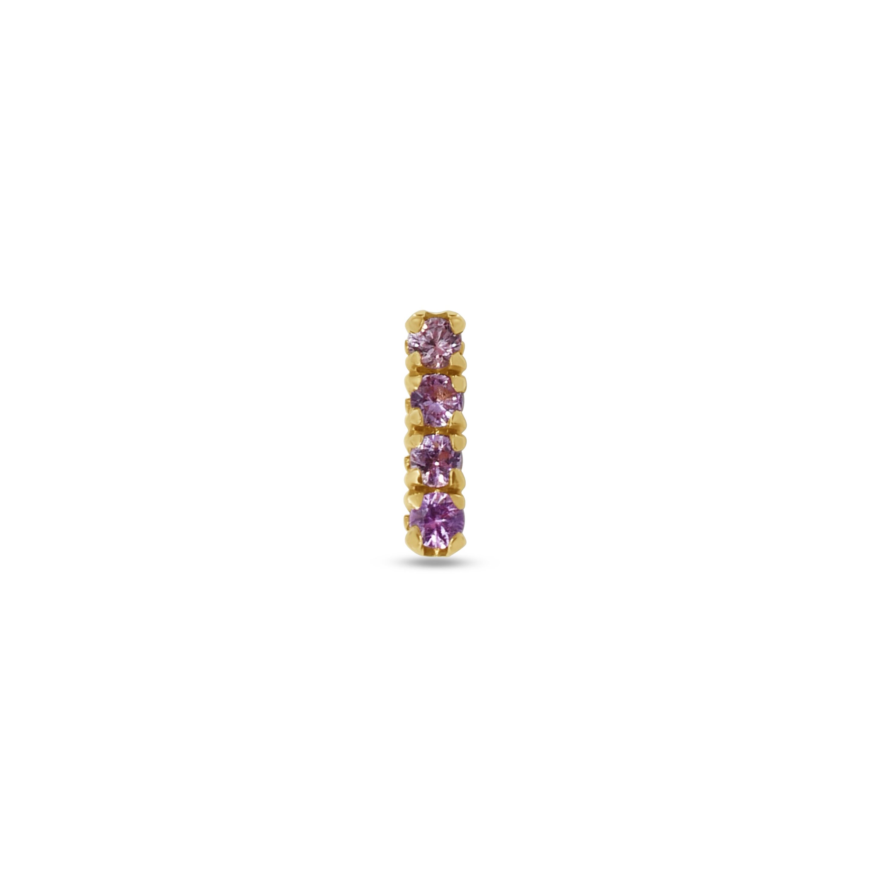 Stud Earring: Champagne Garnet Short Bar Stud in 18k Yellow Gold