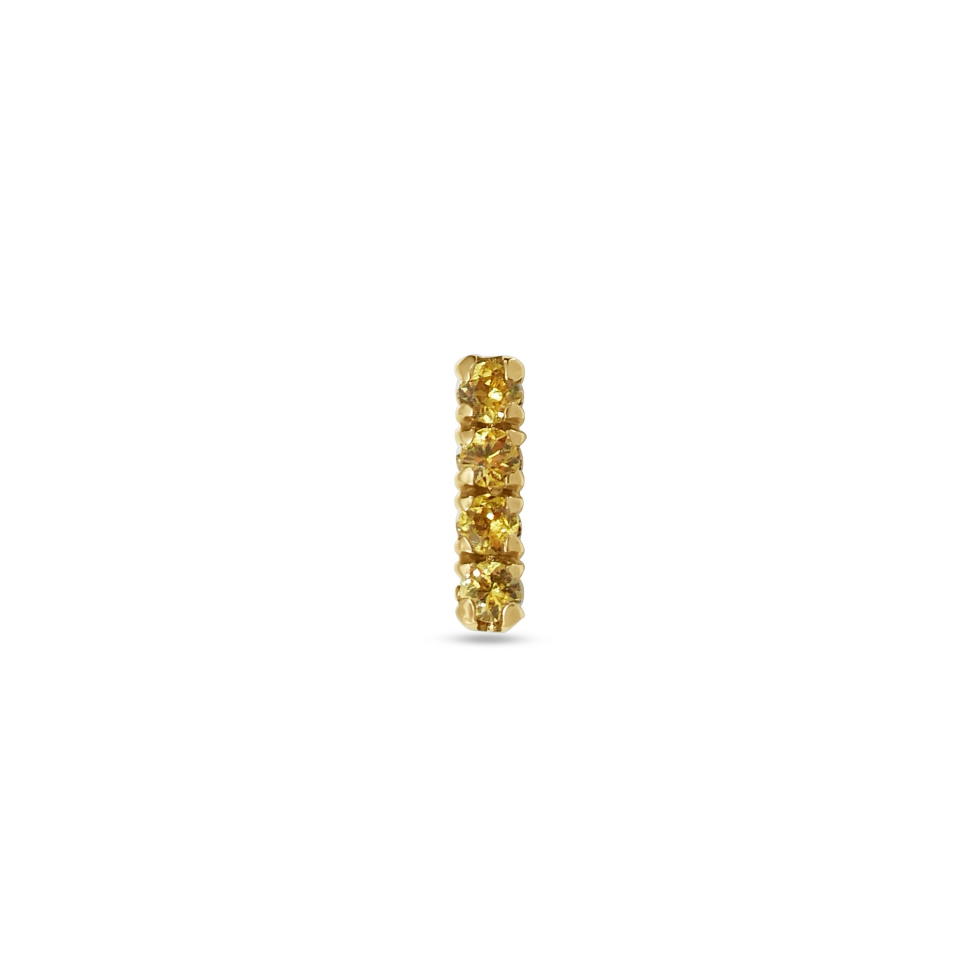 Stud Earring: Yellow Sapphire Single Bar Stud in 18k Yellow Gold
