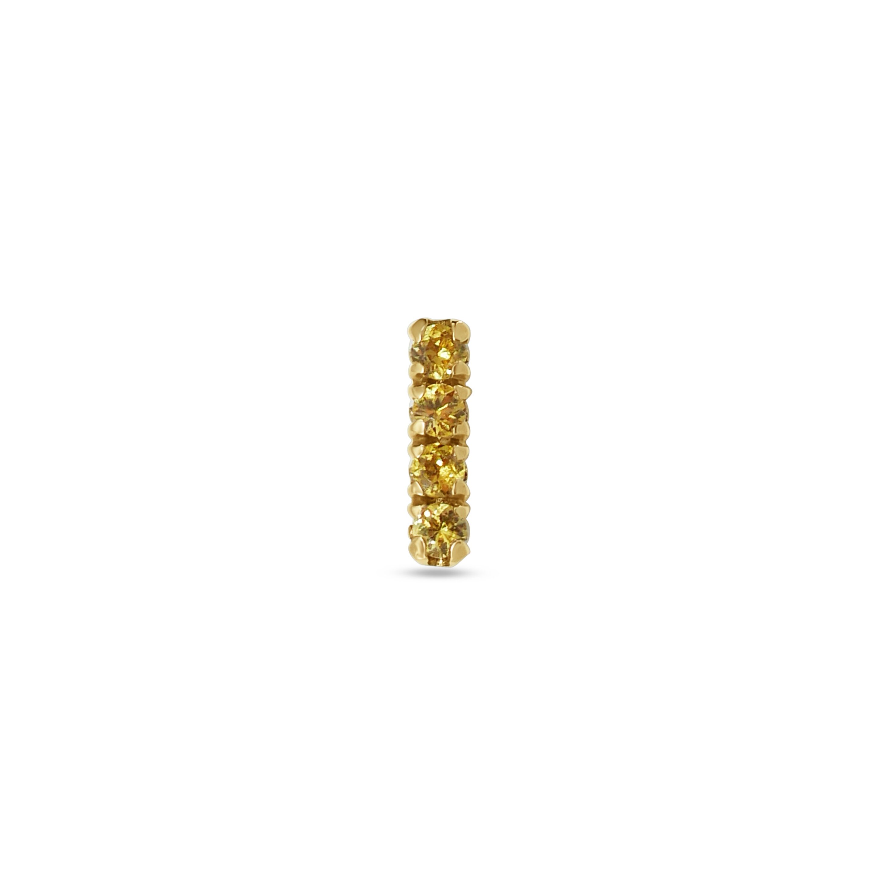 Stud Earring: Yellow Sapphire Single Bar Stud in 18k Yellow Gold