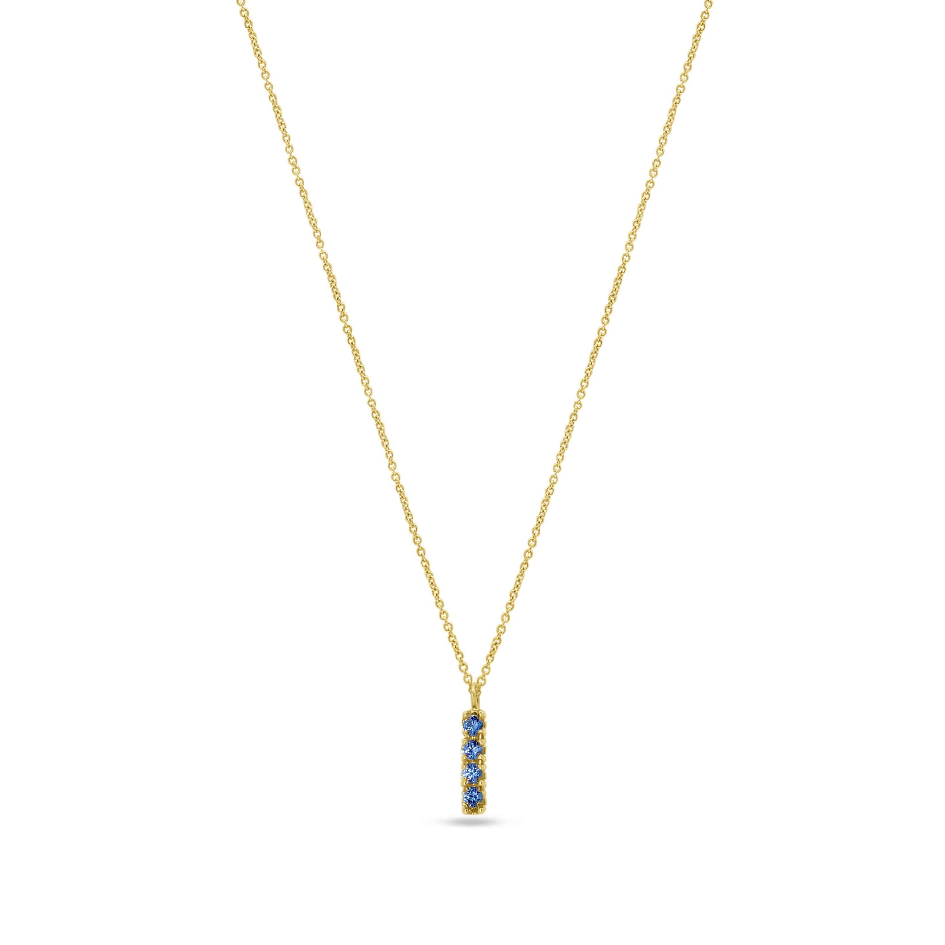 Pendant Necklace: Sapphire Short Bar Pendant in 18k Yellow Gold