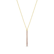 Pendant Necklace: Pink Sapphire Long Bar Pendant in 18k Yellow Gold