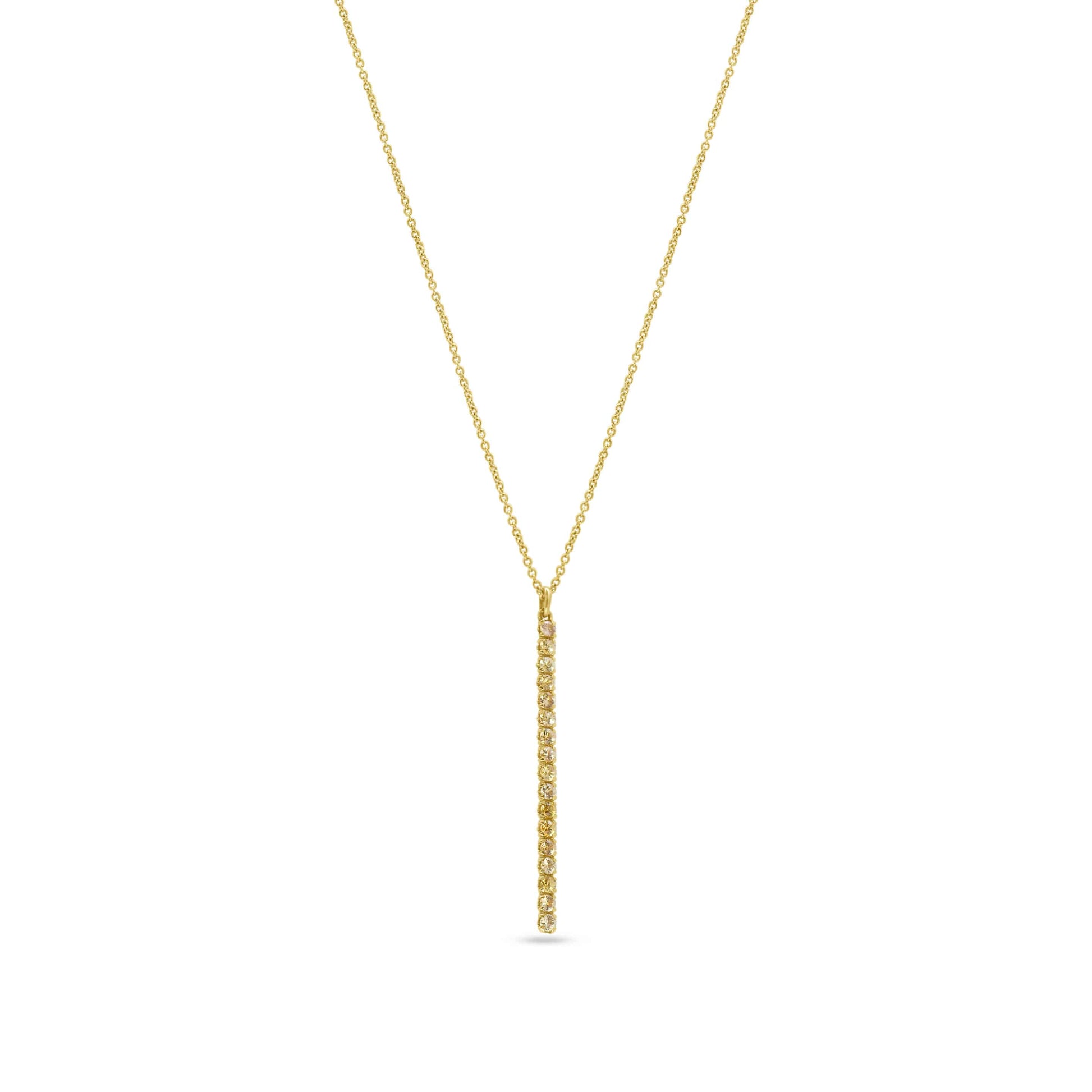 Pendant Necklace: Yellow Sapphire Long Bar Pendant in 18k Yellow Gold