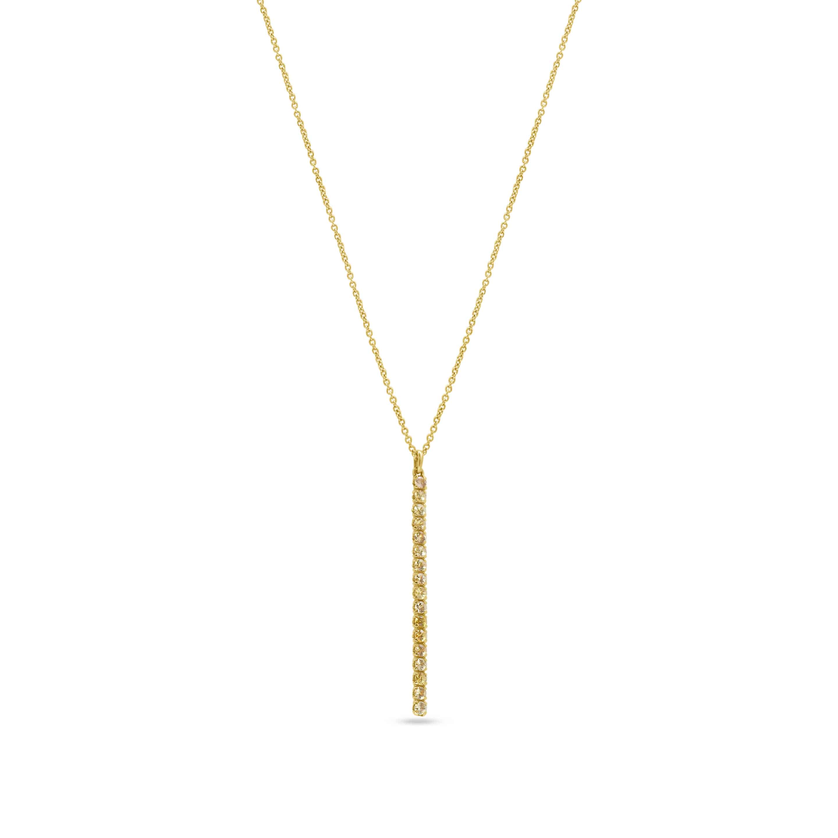Pendant Necklace: Yellow Sapphire Long Bar Pendant in 18k Yellow Gold