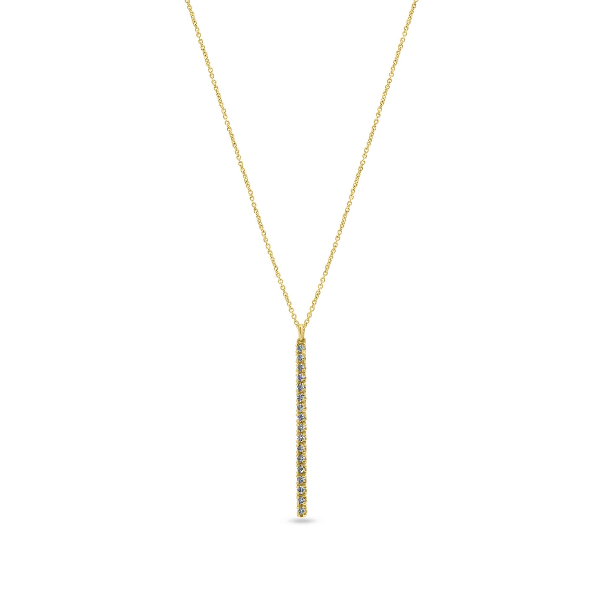 Pendant Necklace: Colour Change Garnet Long Bar Pendant in 18k Yellow Gold
