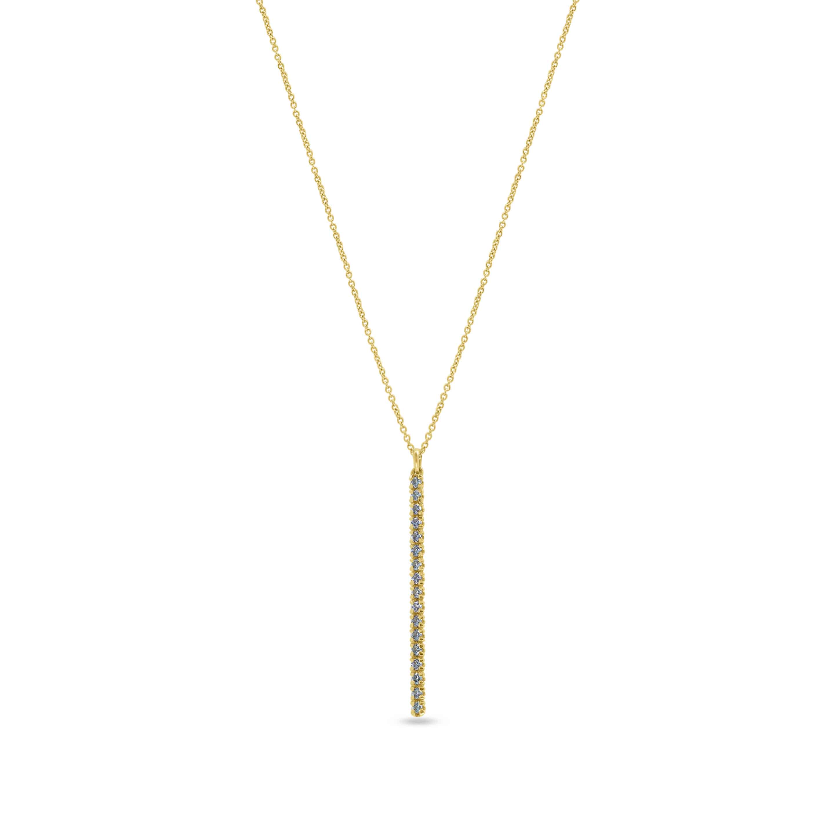 Pendant Necklace: Colour Change Garnet Long Bar Pendant in 18k Yellow Gold