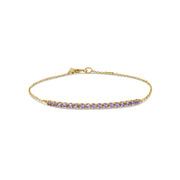 Bracelet: Lavender Sapphire Bar Bracelet in 18k Yellow Gold