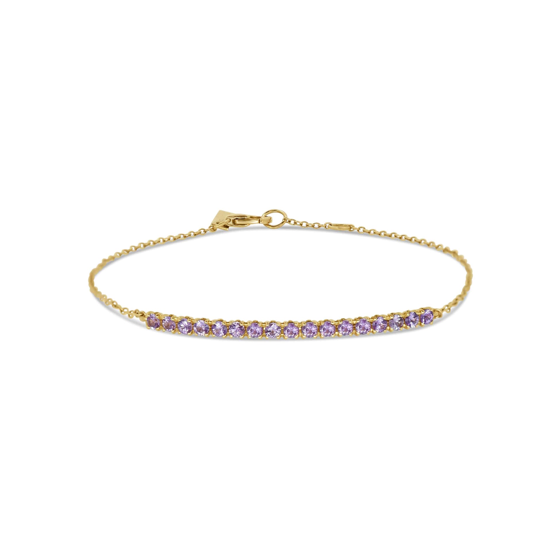 Bracelet: Lavender Sapphire Bar Bracelet in 18k Yellow Gold