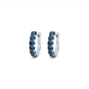 Gold Hoop Earrings: Blue Topaz Huggie Hoops in 18k White Gold
