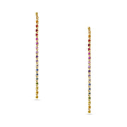 Drop Earrings: Long Bar Rainbow Earrings in 18k Yellow Gold
